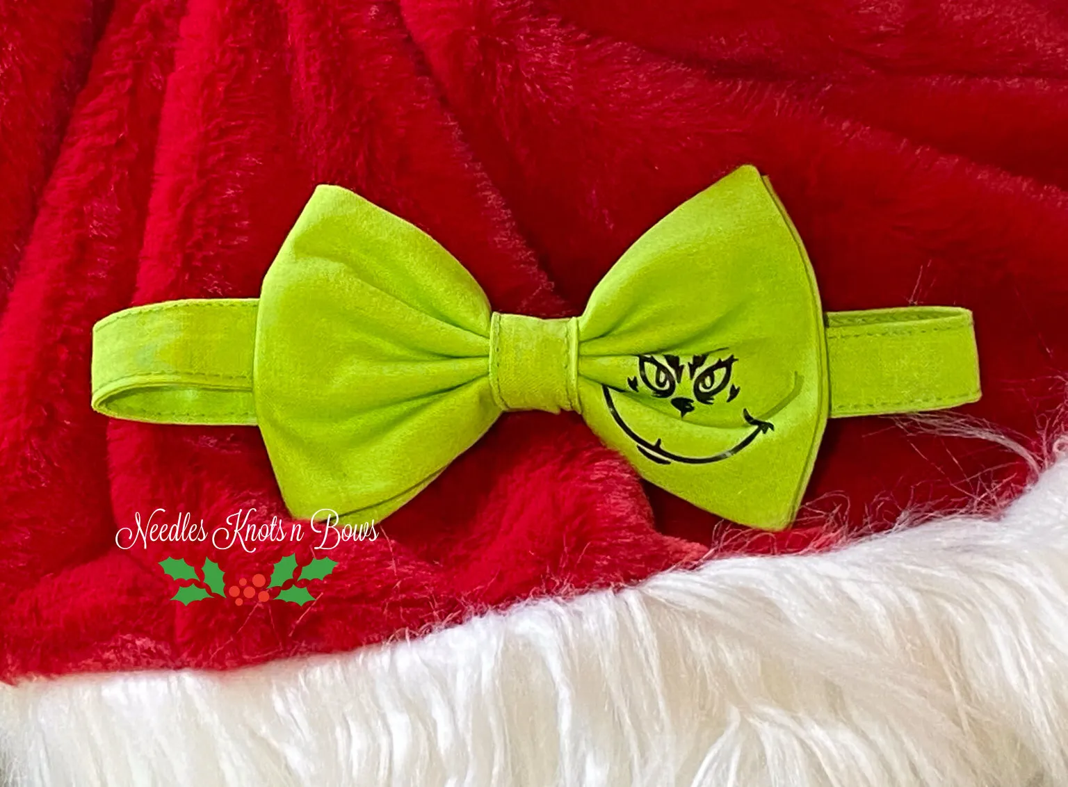 Grinch Christmas Holiday Bow tie