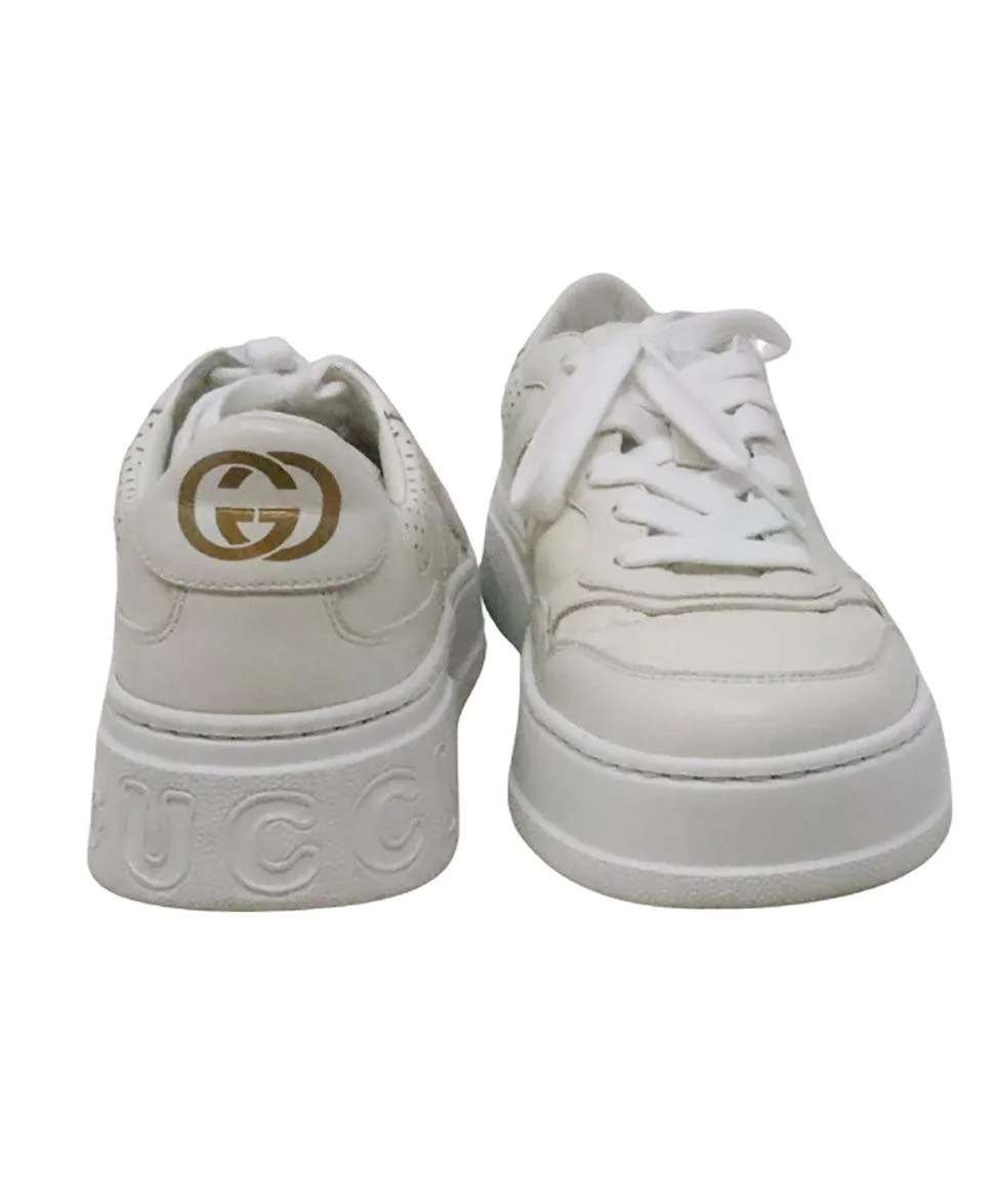 Gucci Ivory Monogram Leather Sneakers sz 7
