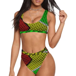 GUYANA FLAG Sport Top & High-Waisted Bikini Swimsuit