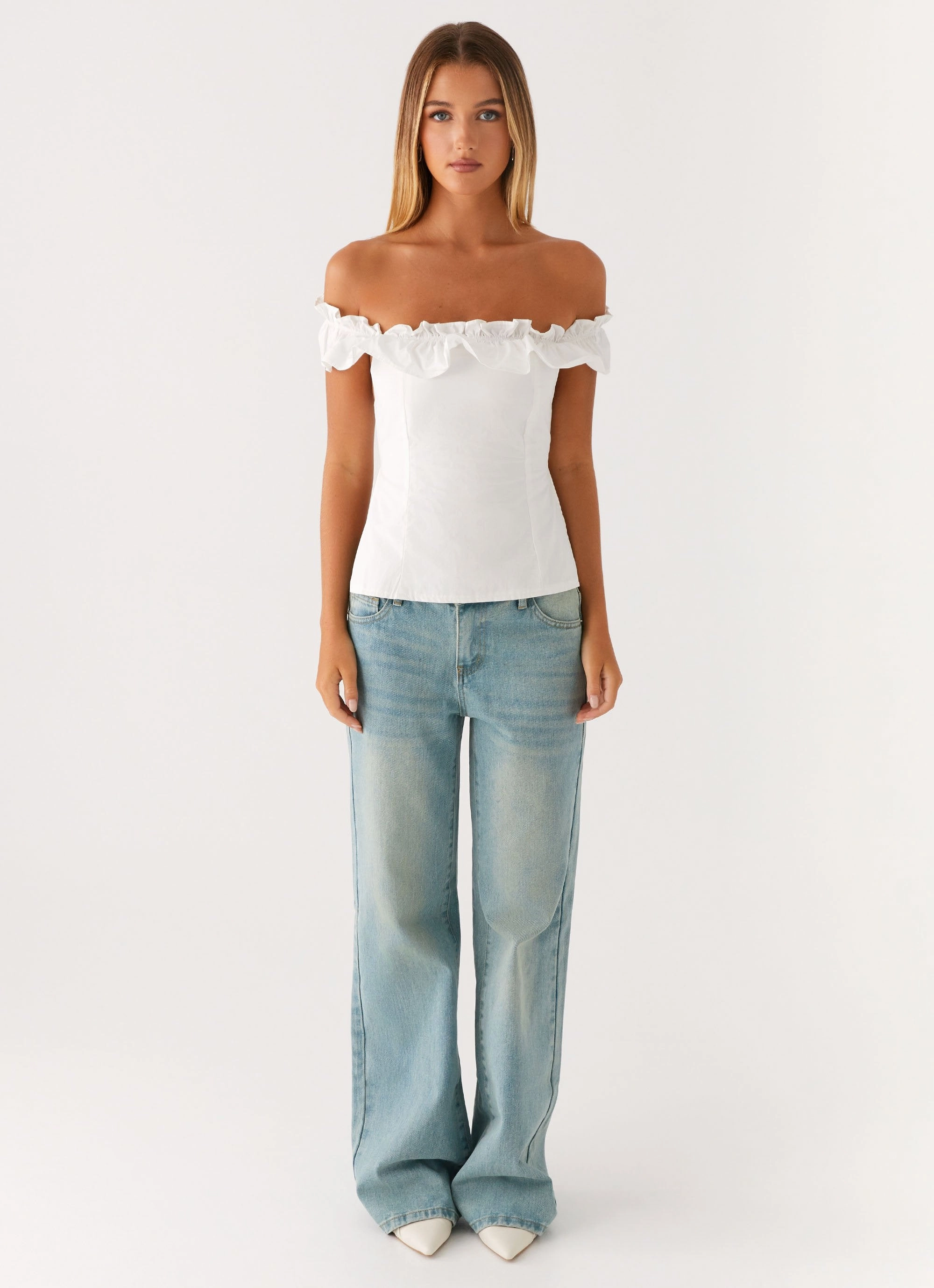 Gwyneth Top - White Compact Stitching