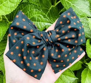 Halloween Polka Dot Bow Headband | Hair Clip