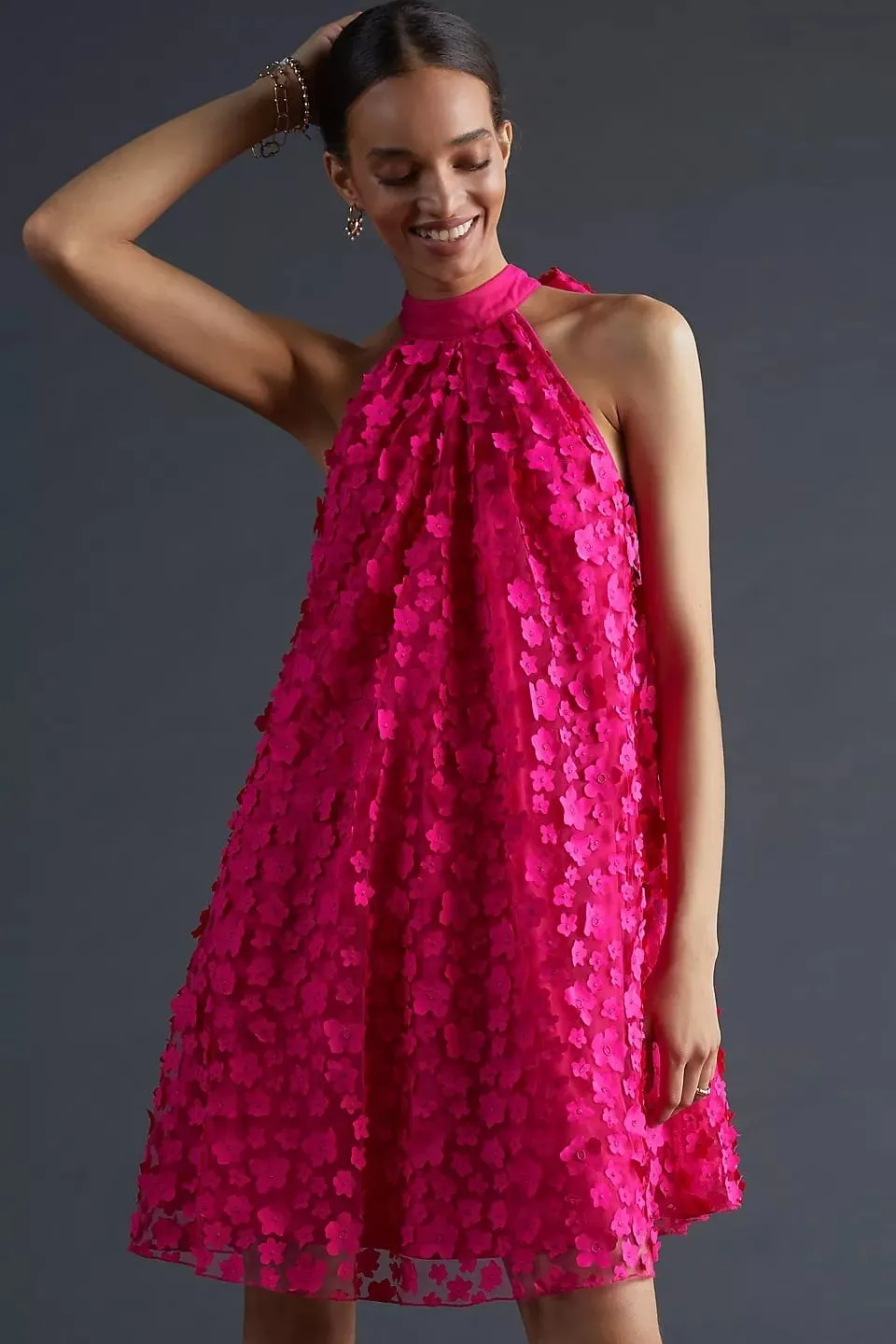 Flare Swing Family Joy Halter Swing Mini Dress - Orchid Petal