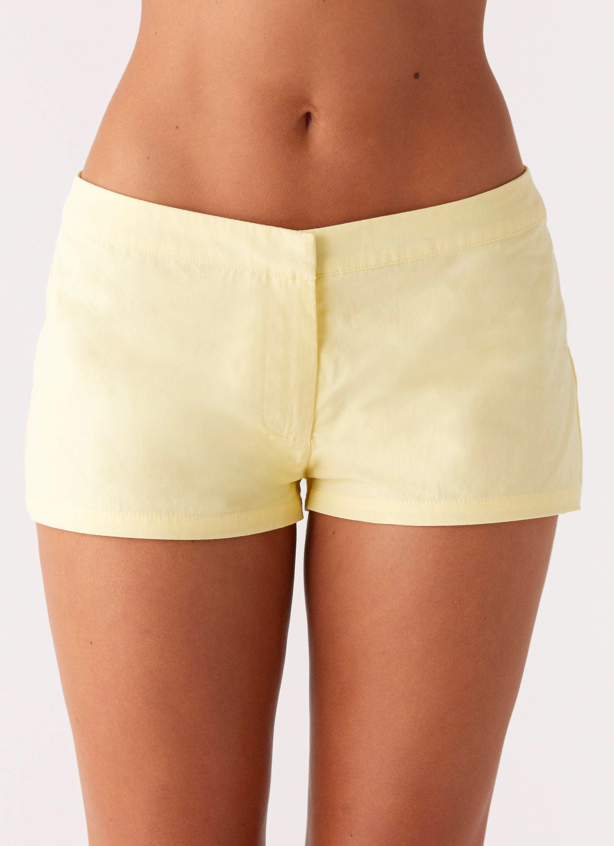 handmade piece Coastline Mini Shorts - Yellow Button Fastenings Unique Feature