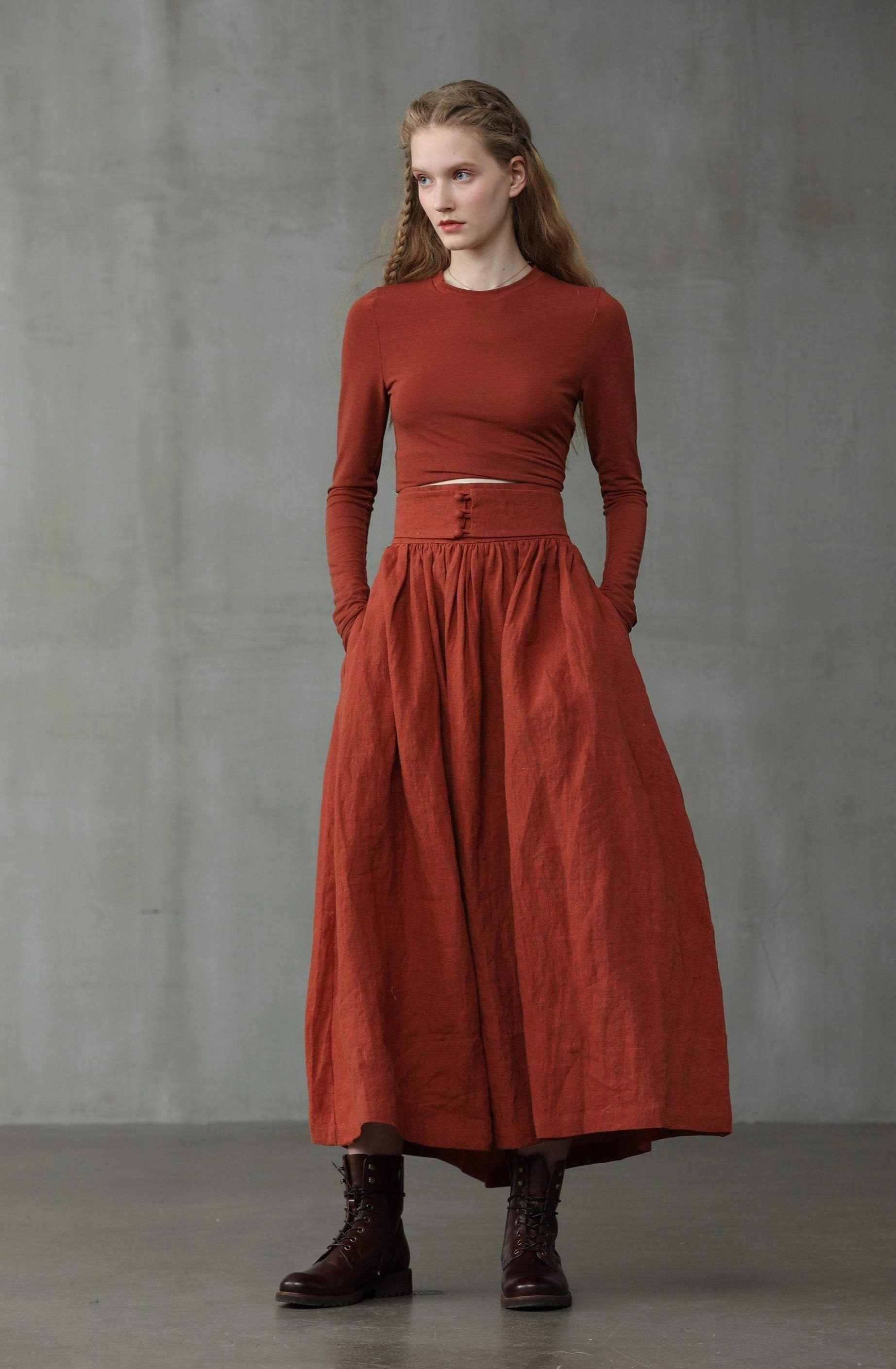 Fall Outfit Hannah 38 |  Girdle linen skirt