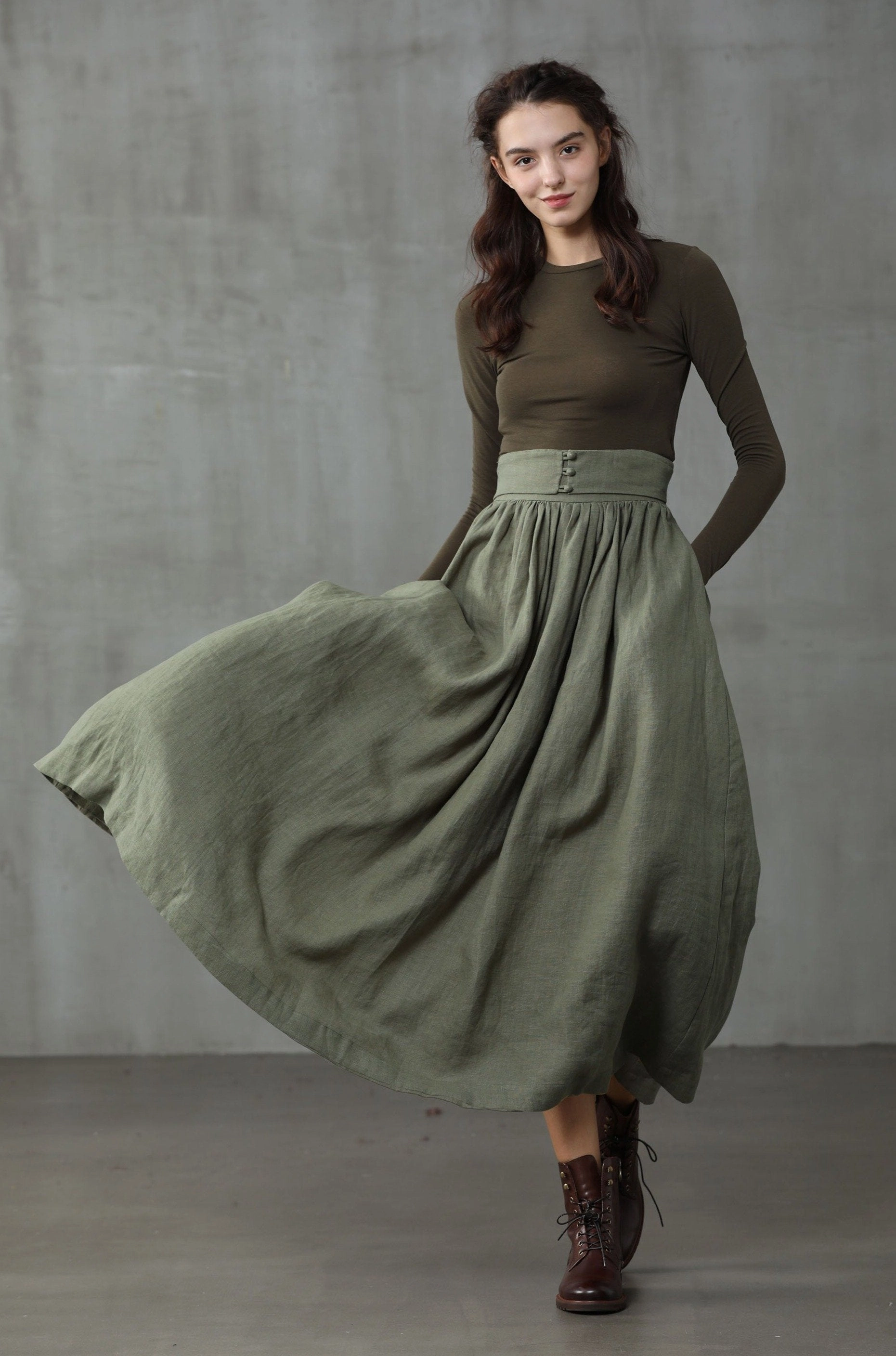 Hannah 38 | Girdle linen skirt Three Layer Laminate Wind Shield