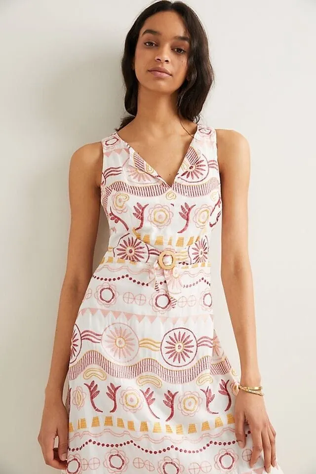 MoldResistantTexture Timeless Style Wear Harley Embroidered Maxi Dress - Terracotta