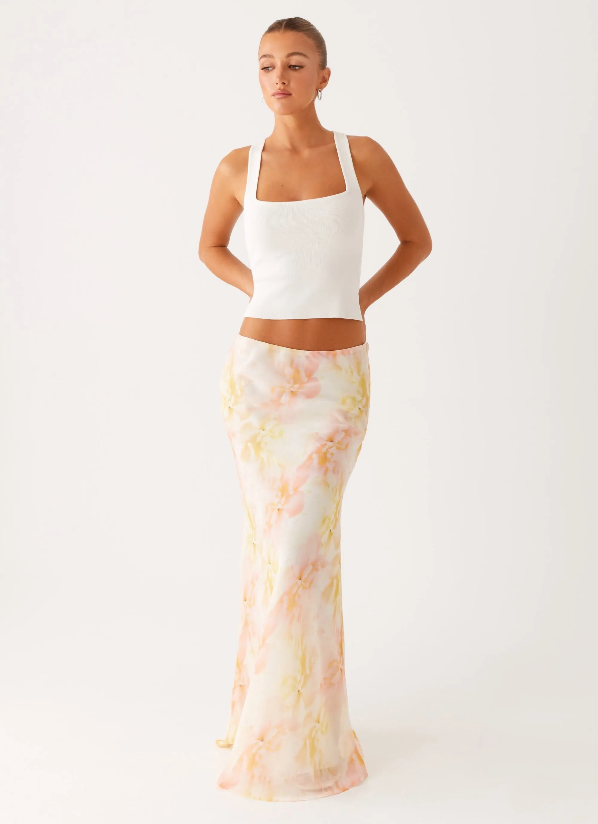 Air Flow Harlow Chiffon Maxi Skirt - Floral Print