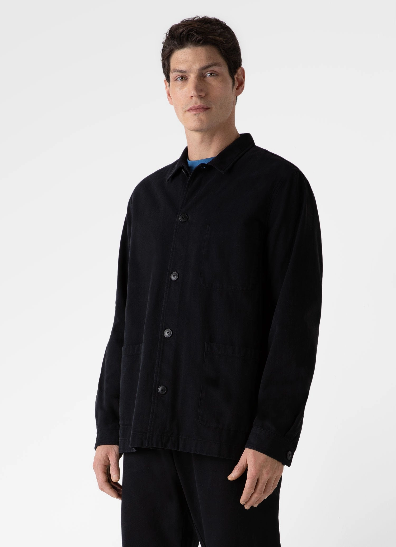 Men's Brushed Cotton Twin Pocket Jacket in Black Active Edge