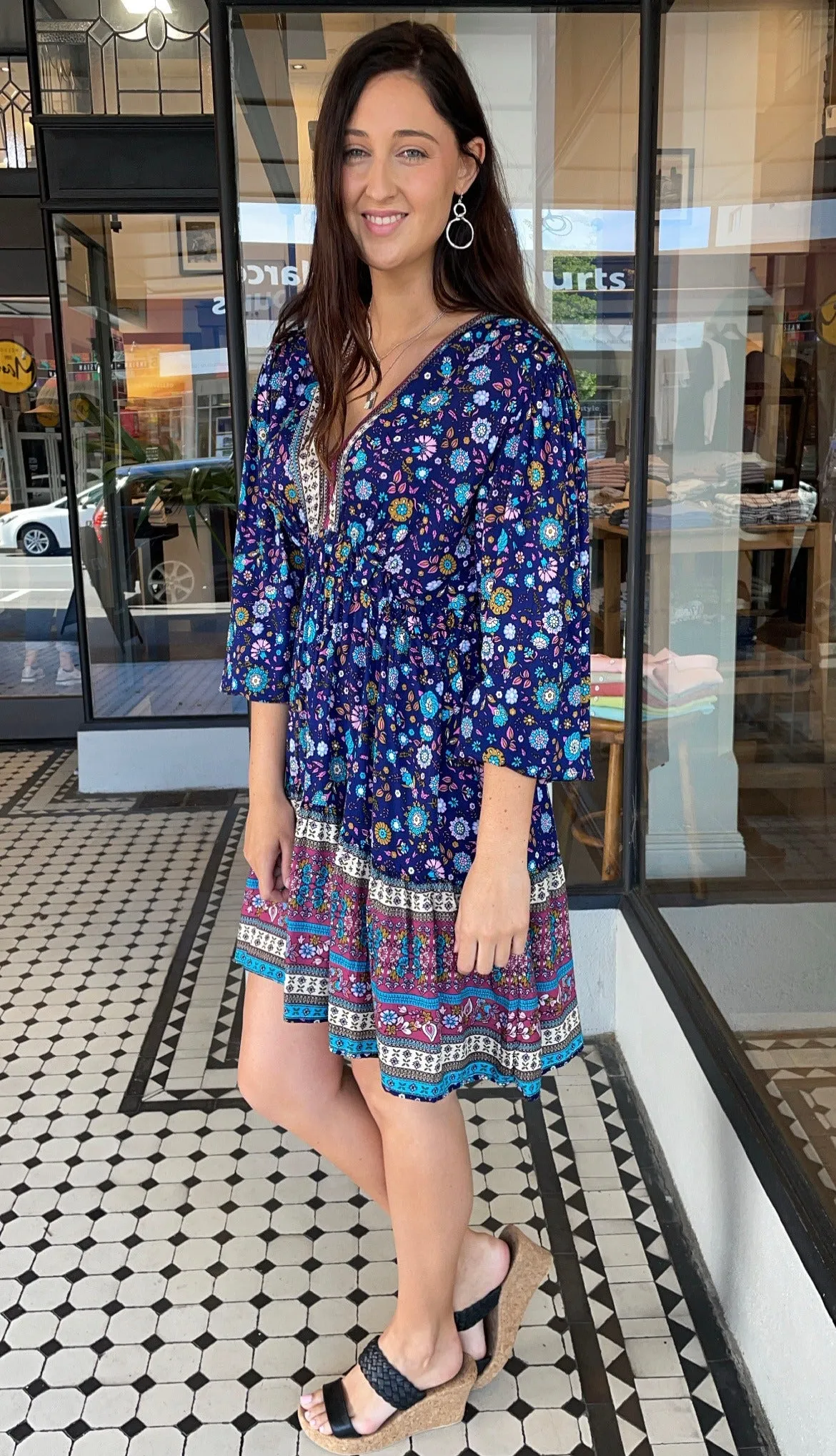 Harmony Floral Border Print Dress