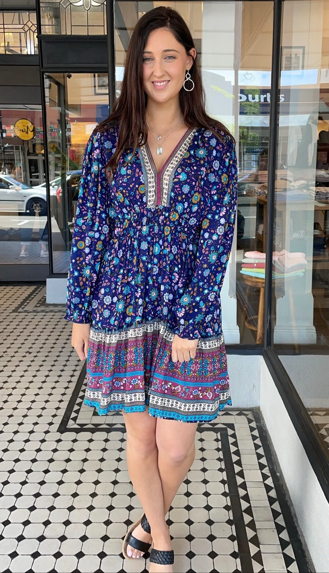 Harmony Floral Border Print Dress
