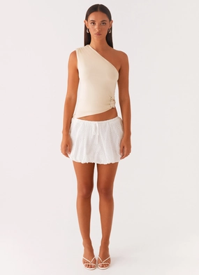 Hathaway One Shoulder Top - Lemon Seam Free Edges Hathaway One Shoulder Top - Lemon Bonded Seam Innovation