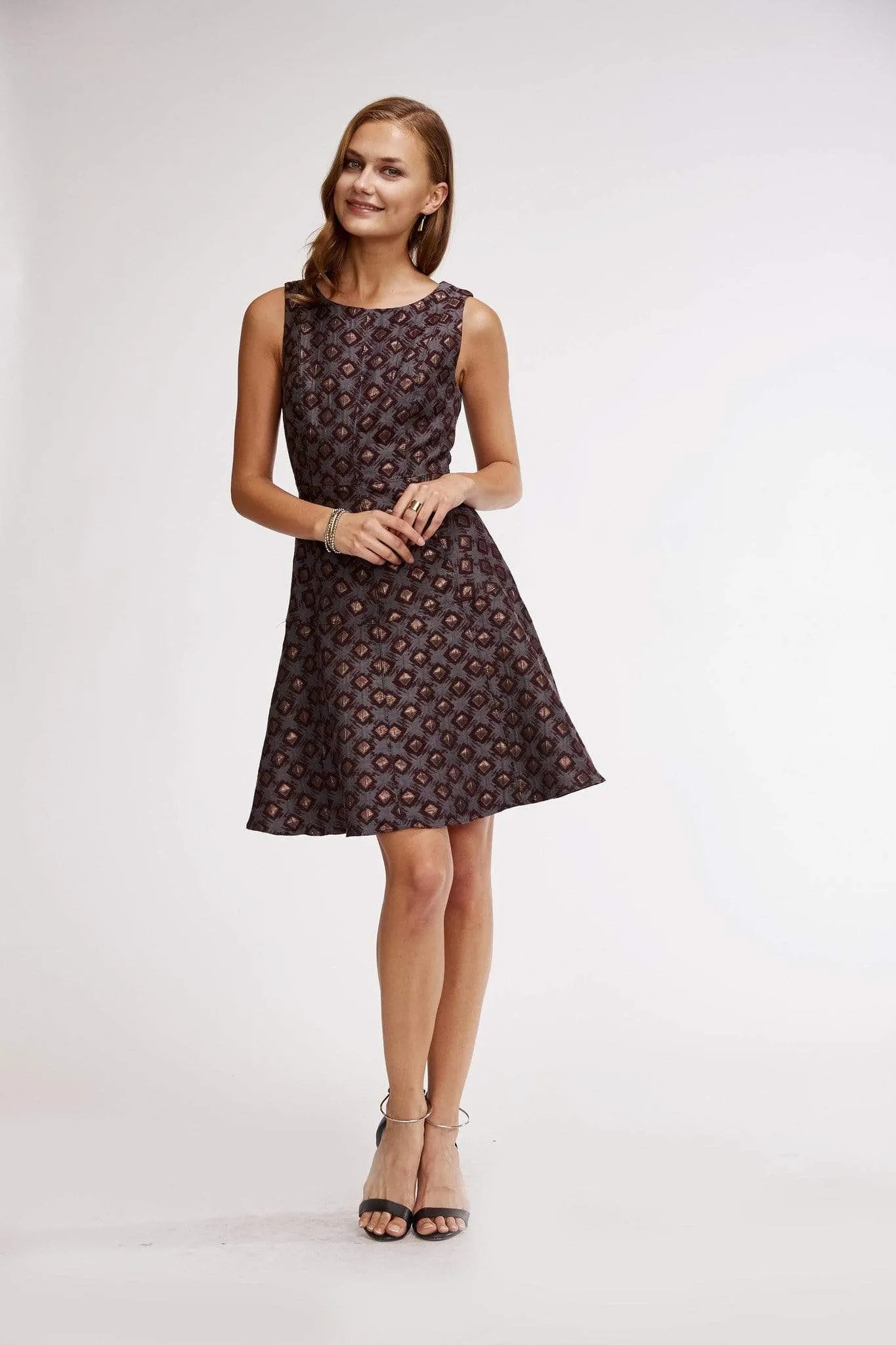 Subtle Stitch Chic Fit Haven Dress - Wine Dot