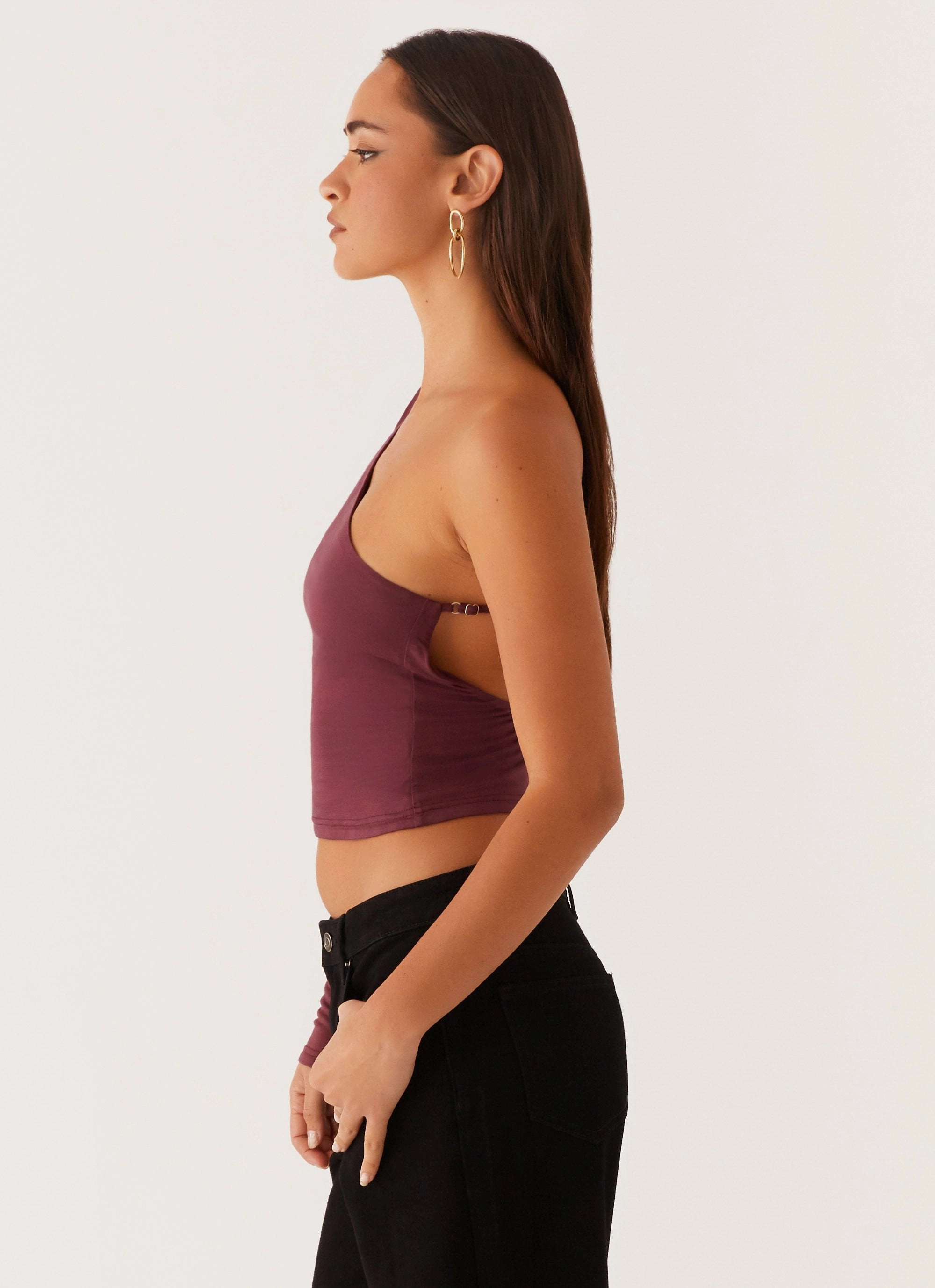 Hawkins Open Back One Shoulder Top - Mulberry Vintage Shirt PreShrunkFabric