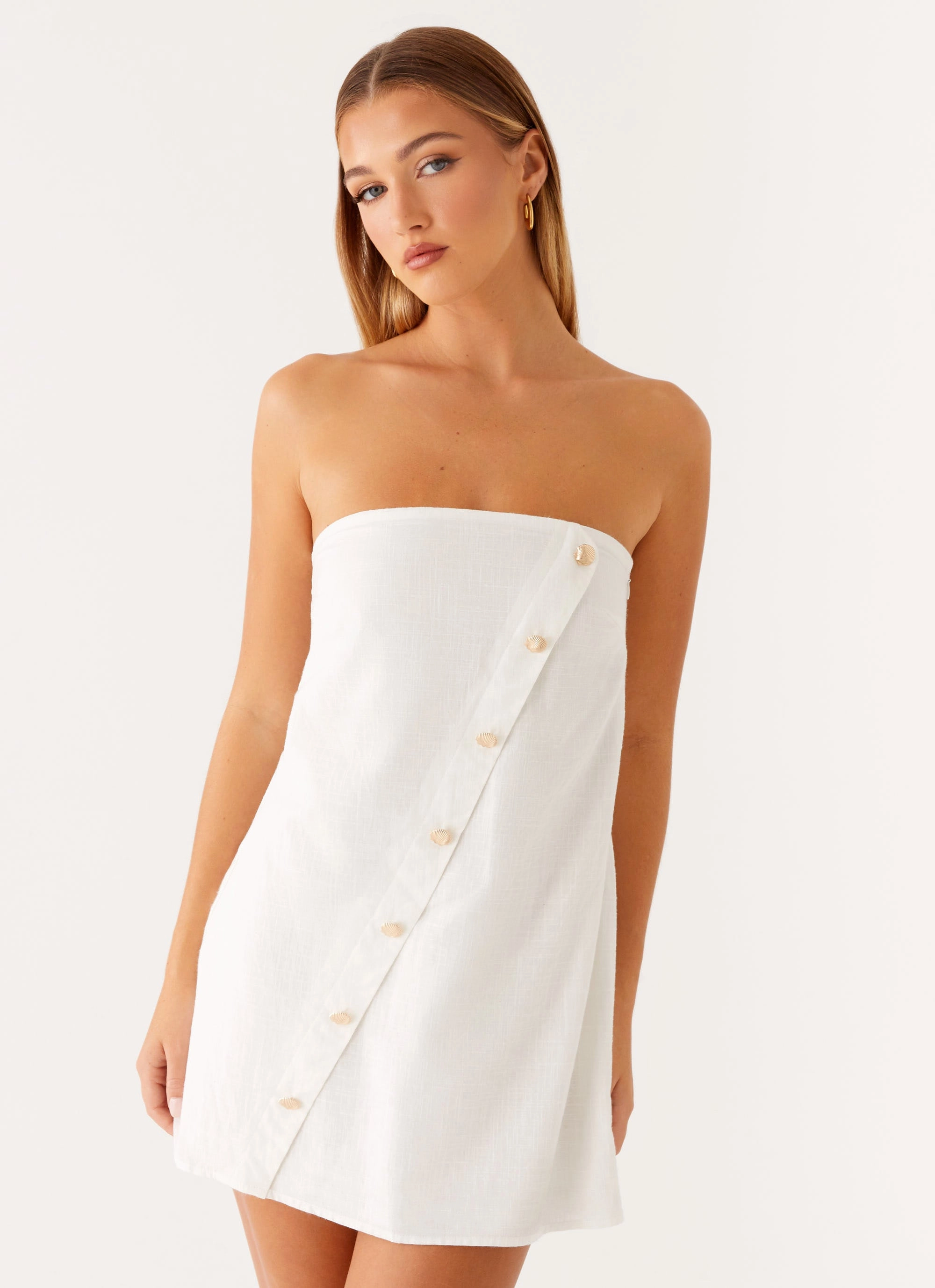 Hazel Mini Dress - White Bare Glow Graduation-Event