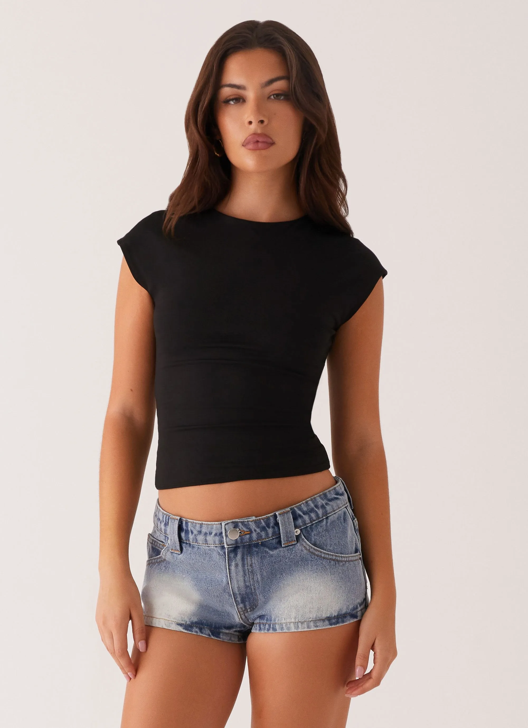 Headland Low Rise Denim Shorts - Light Wash Blue Functional Ease Sport Ready