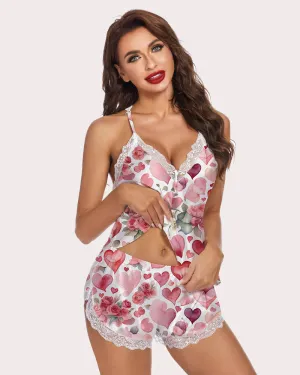 Heart Rose Two-piece Pajamas Sets