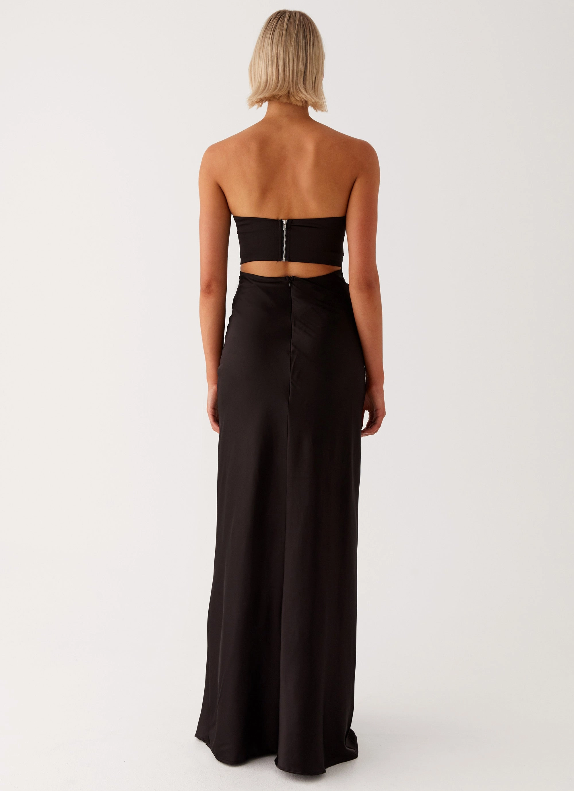 Tianna Strapless Maxi Dress - Black Chic Style Wear Silky Shape