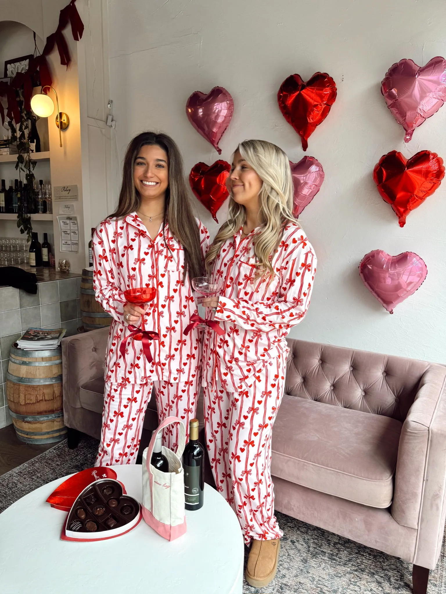 Hearts   Bows Pink Pajama Set