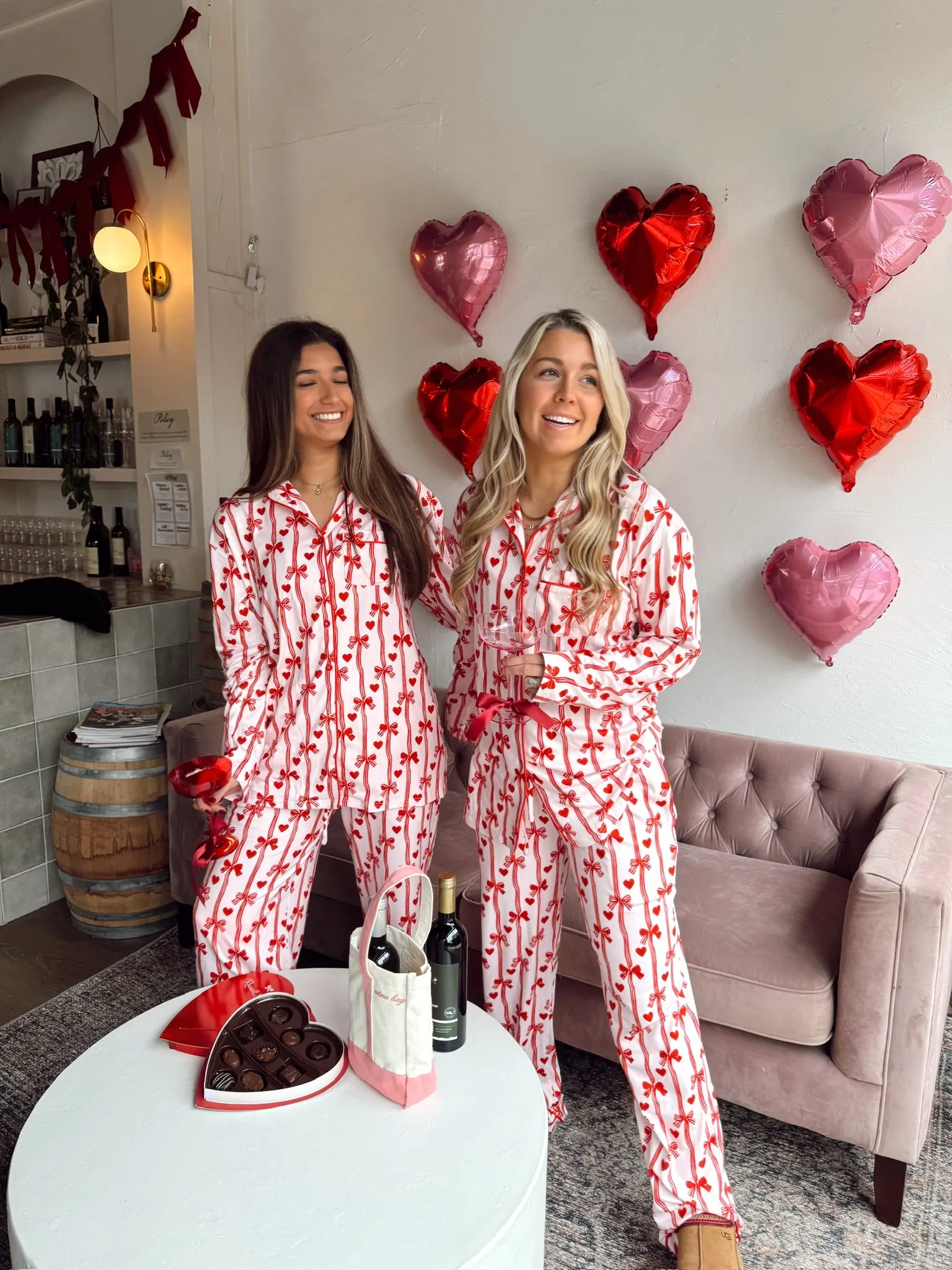 Hearts   Bows Pink Pajama Set