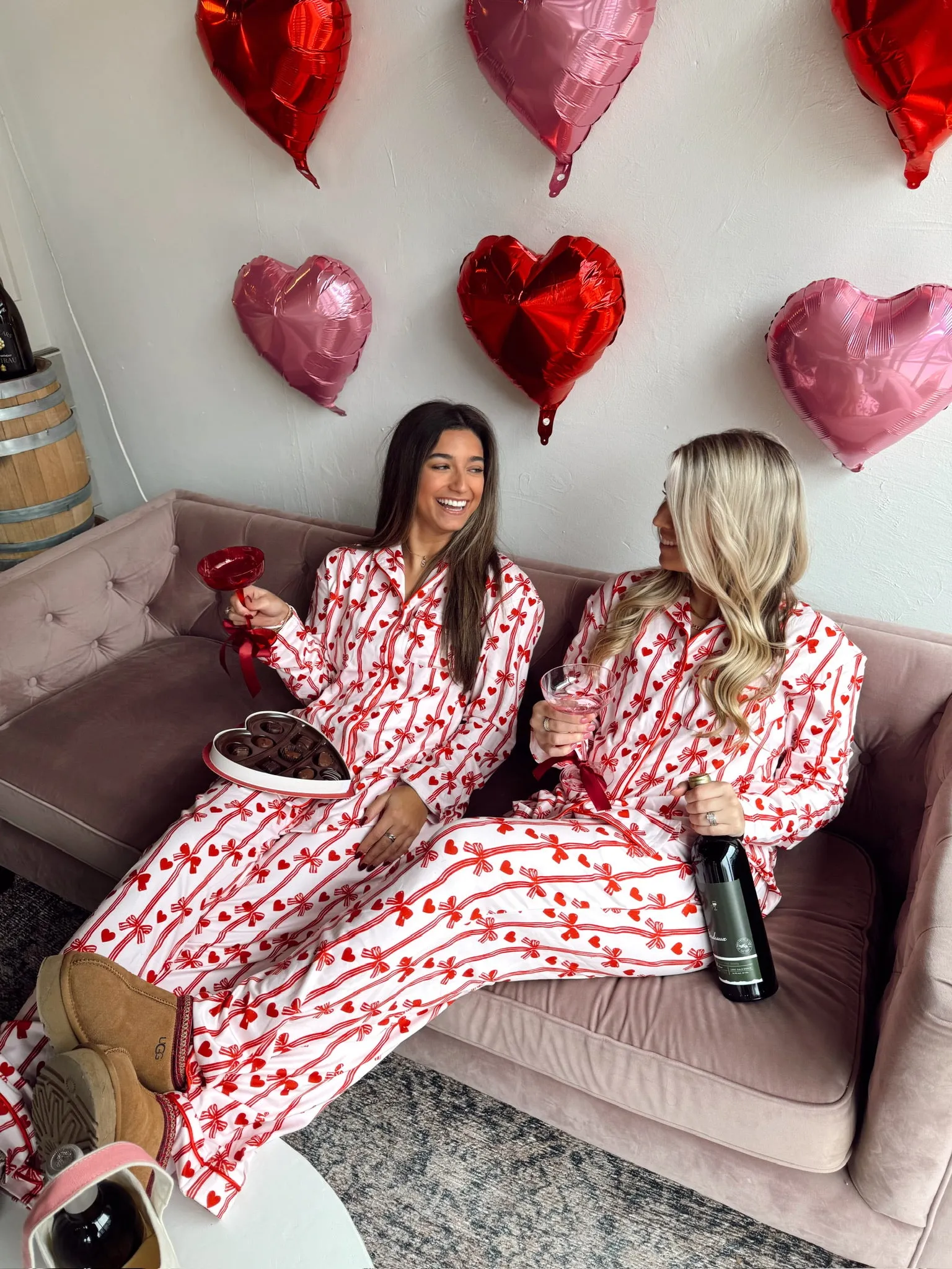 Hearts   Bows Pink Pajama Set
