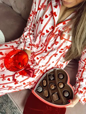 Hearts   Bows Pink Pajama Set