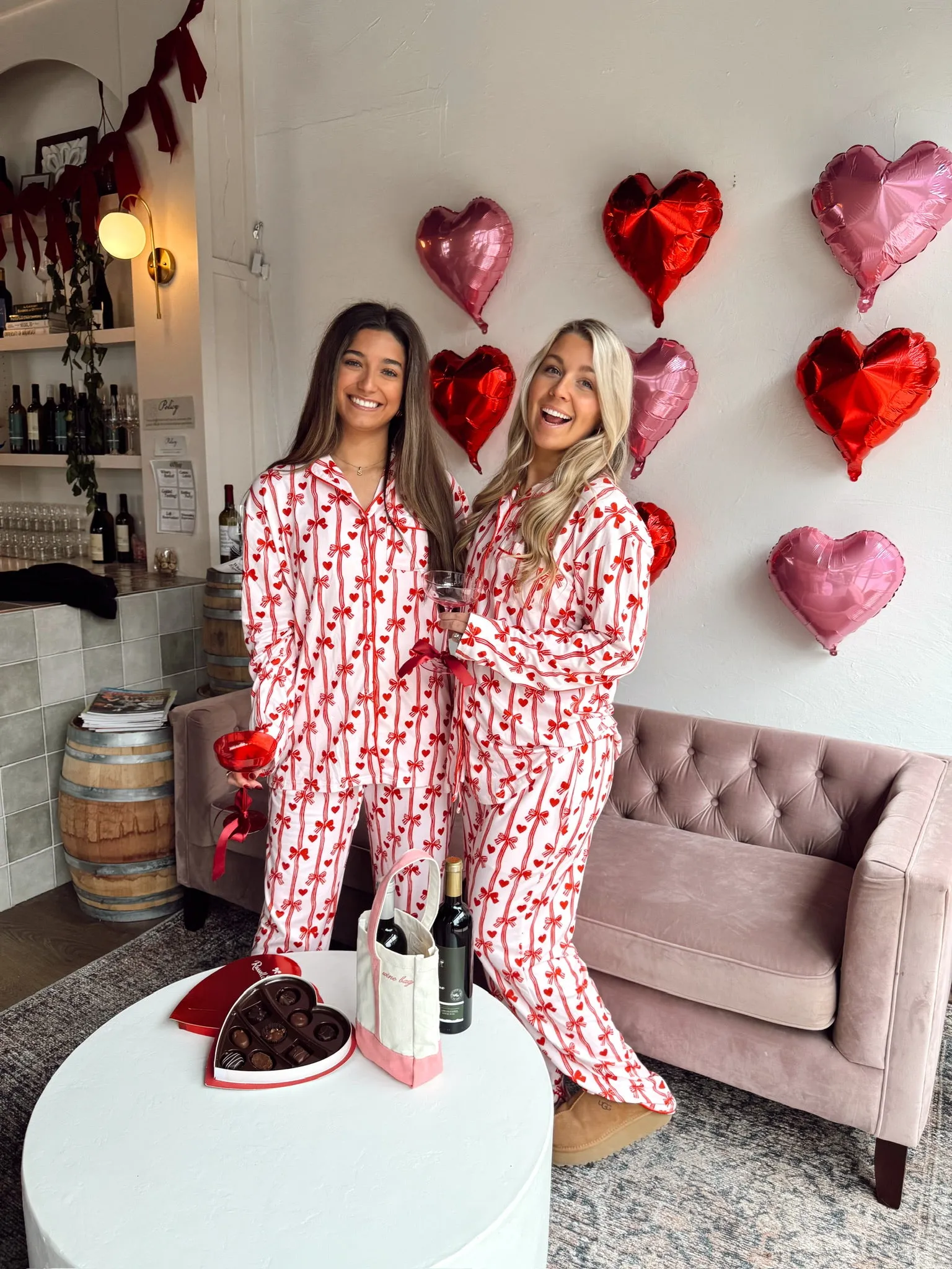 Hearts   Bows Pink Pajama Set