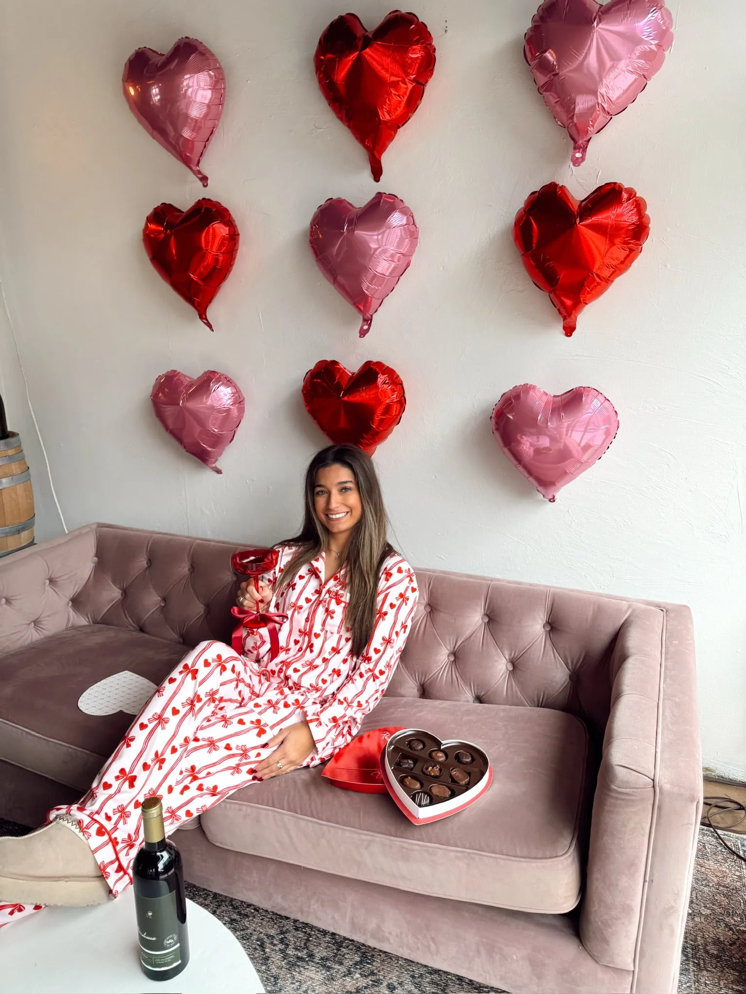 Hearts   Bows Pink Pajama Set