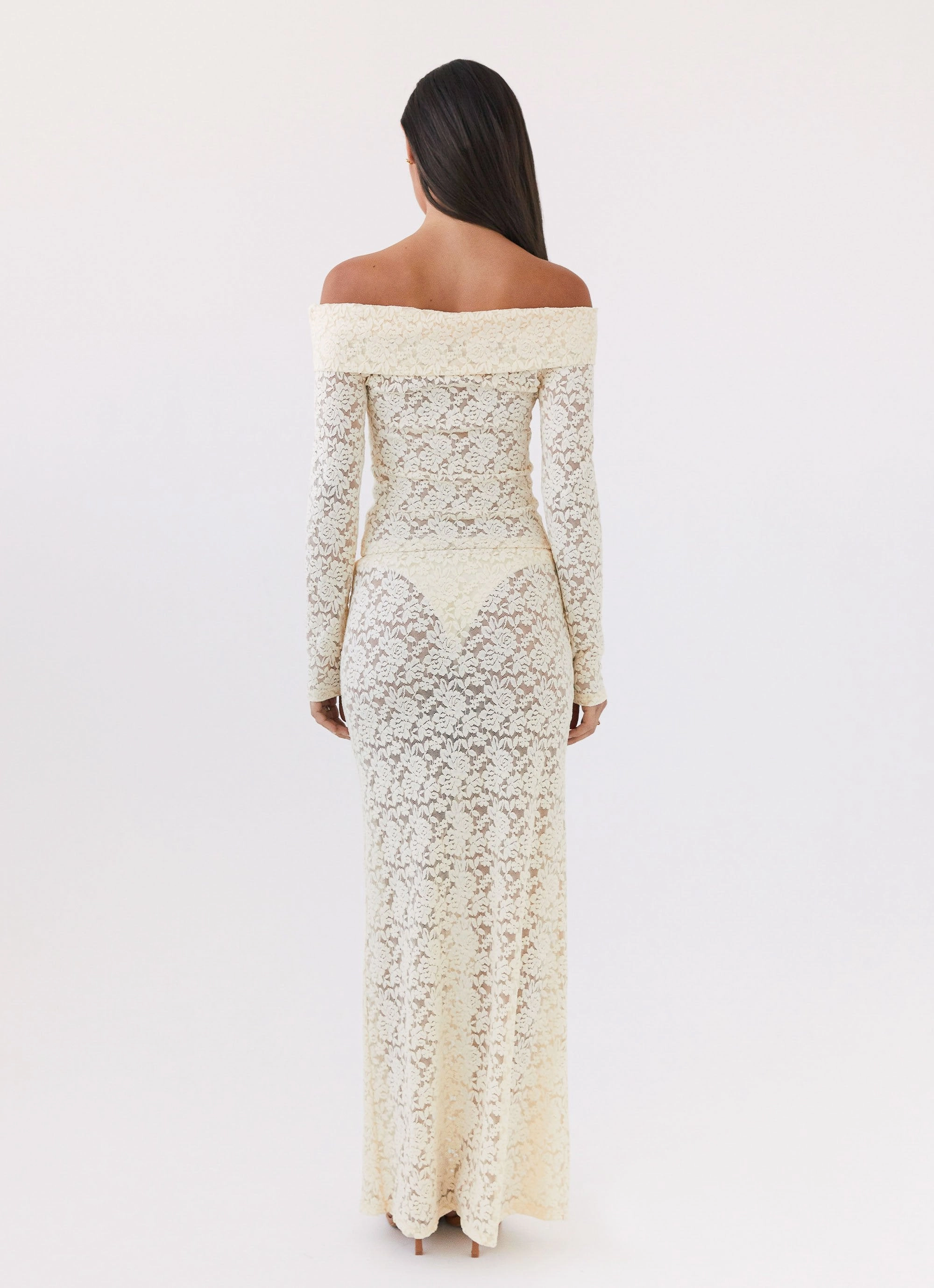 Zephyra Lace Long Sleeve Top - Natural BondedSeamTechnology Tagless Neckline