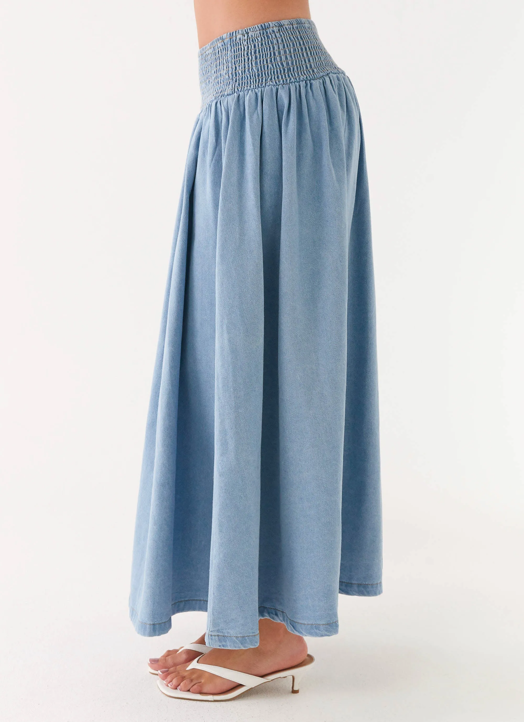 Heater Midi Skirt - Washed Blue Modern Relaxed