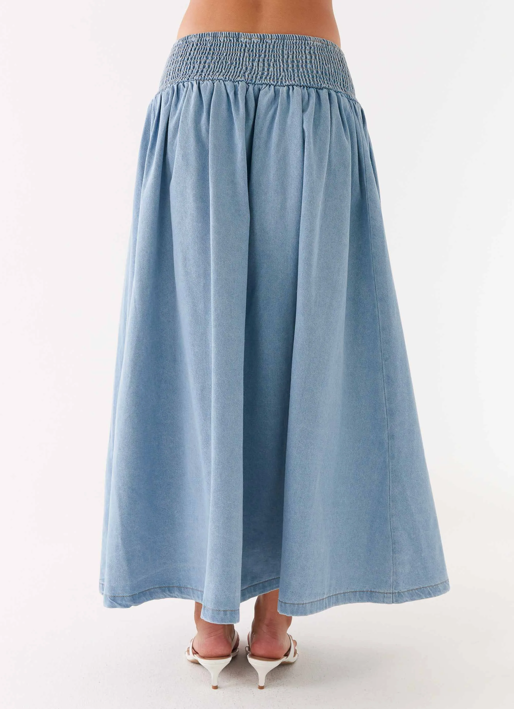 Heater Midi Skirt - Washed Blue On The Go