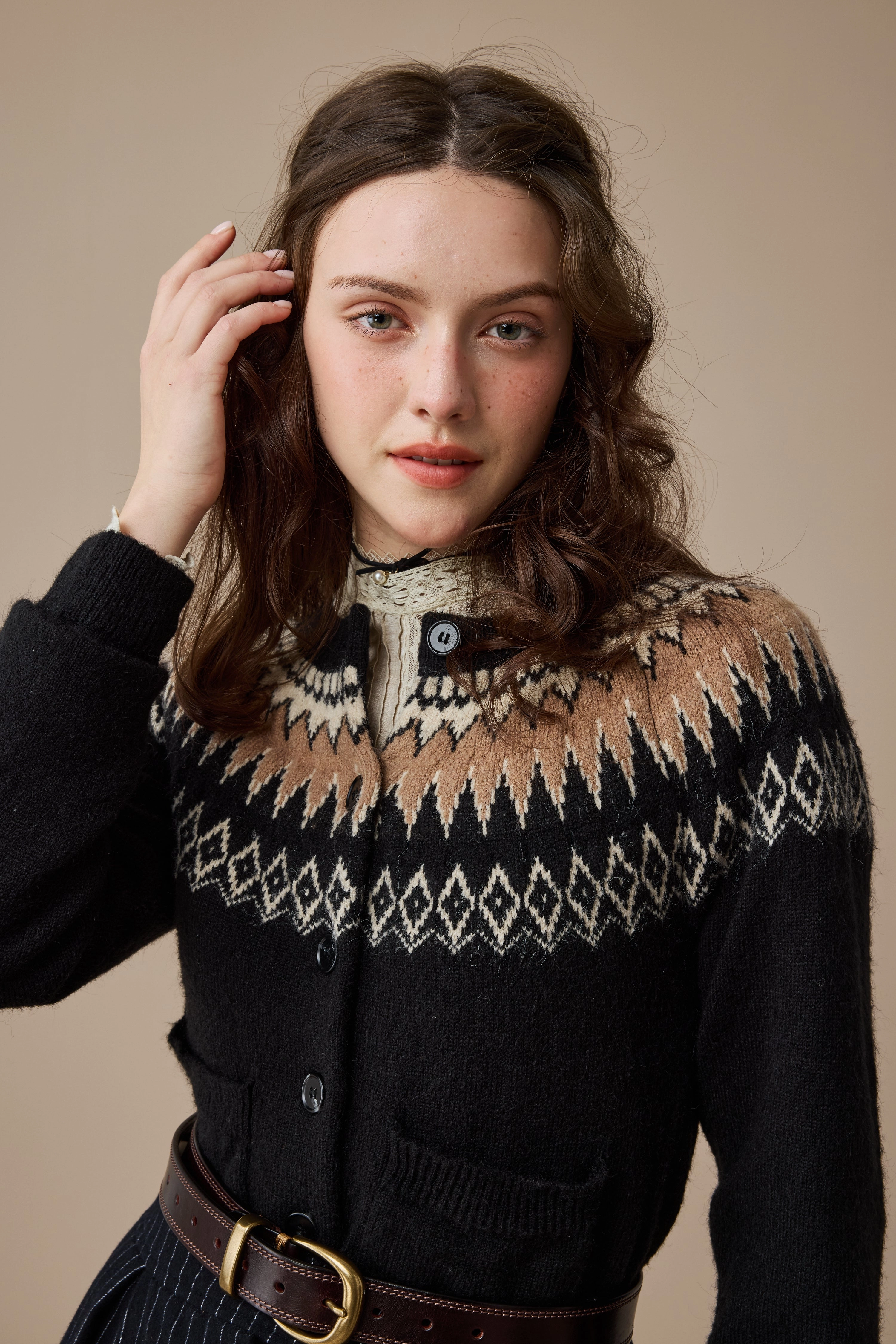 Satin Touch Heather 13 |Fair Isle knits Cardigan