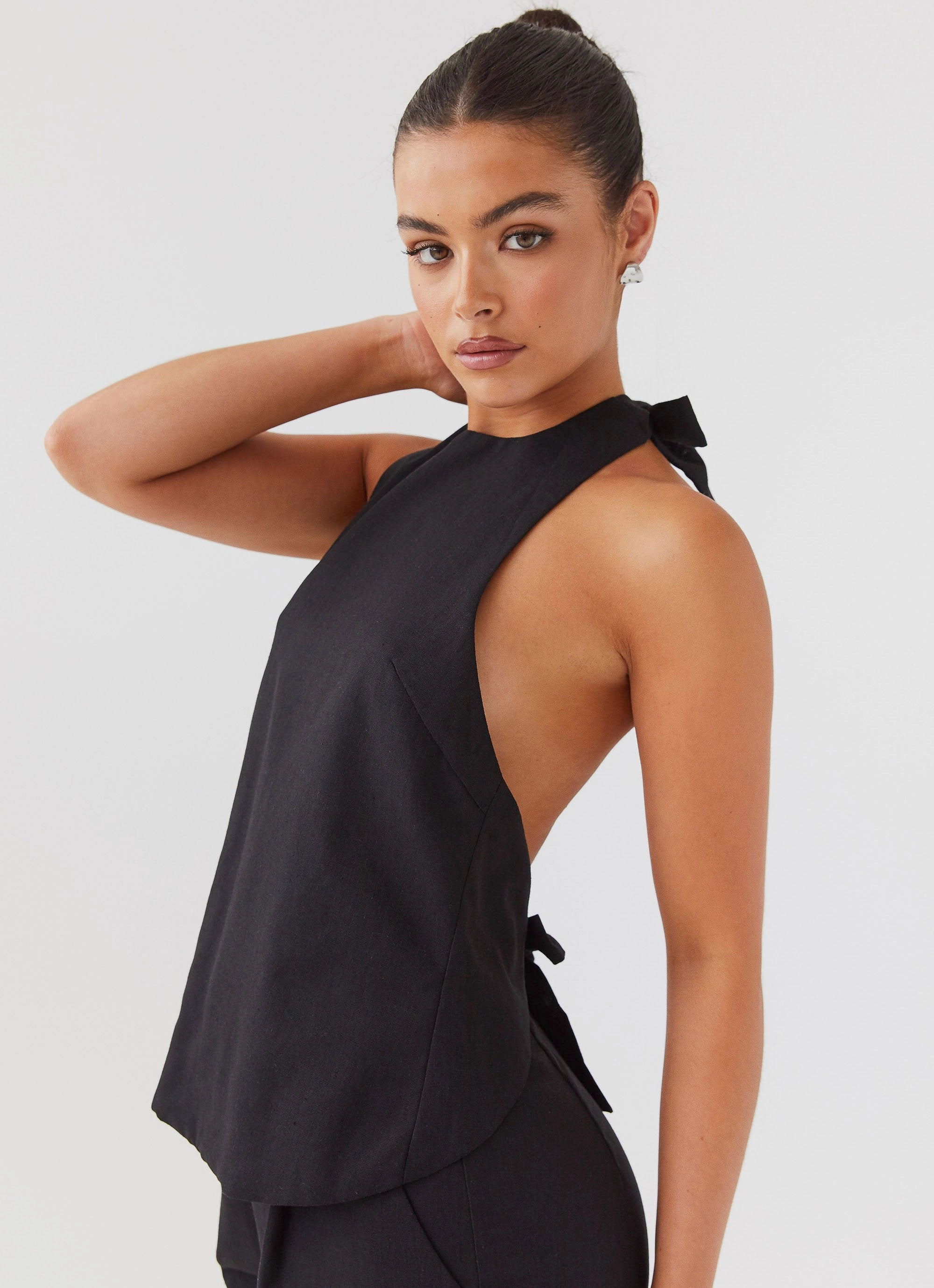 Heatwave Linen Apron Top - Black Basic Dress Biodegradable material