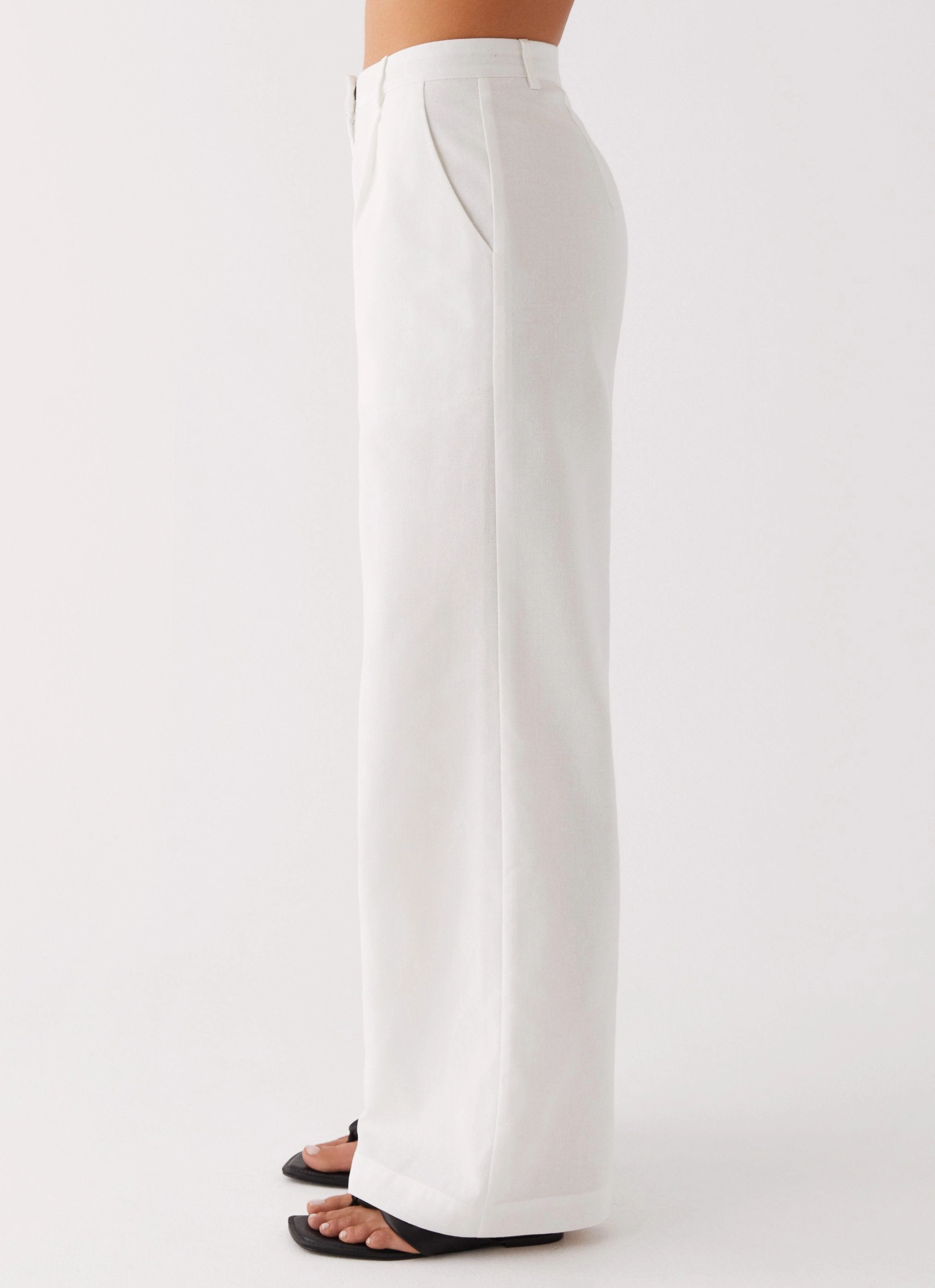 Relaxed Design Premium Quality Heatwave Linen Wide Leg Pants - White