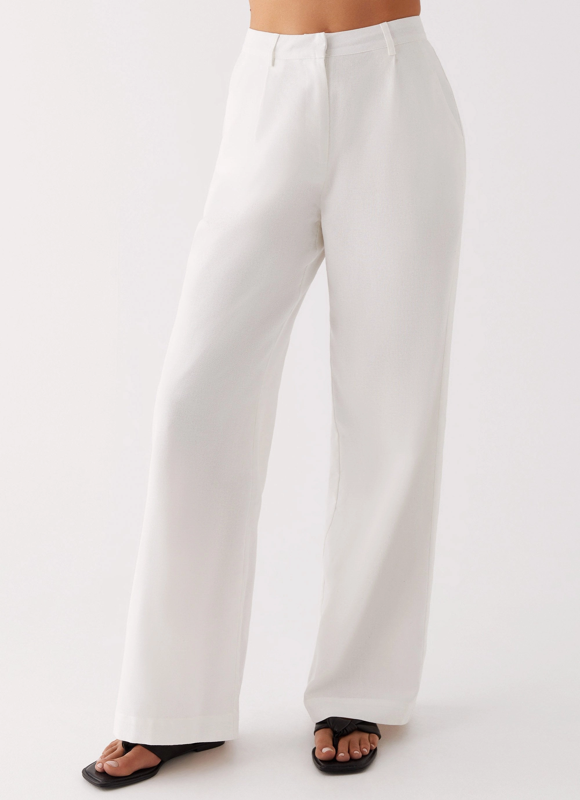 Heatwave Linen Wide Leg Pants - White Daily Motion ResilientElasticBand