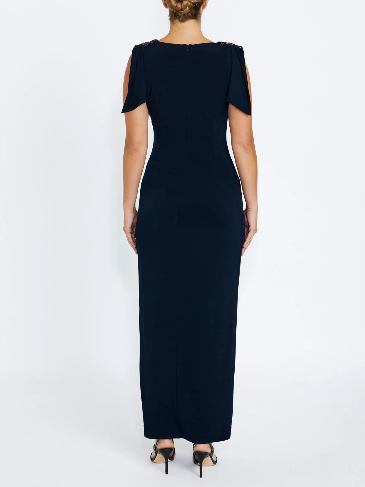 Hebe Navy Jersey Gown Street Casual Textured Look
