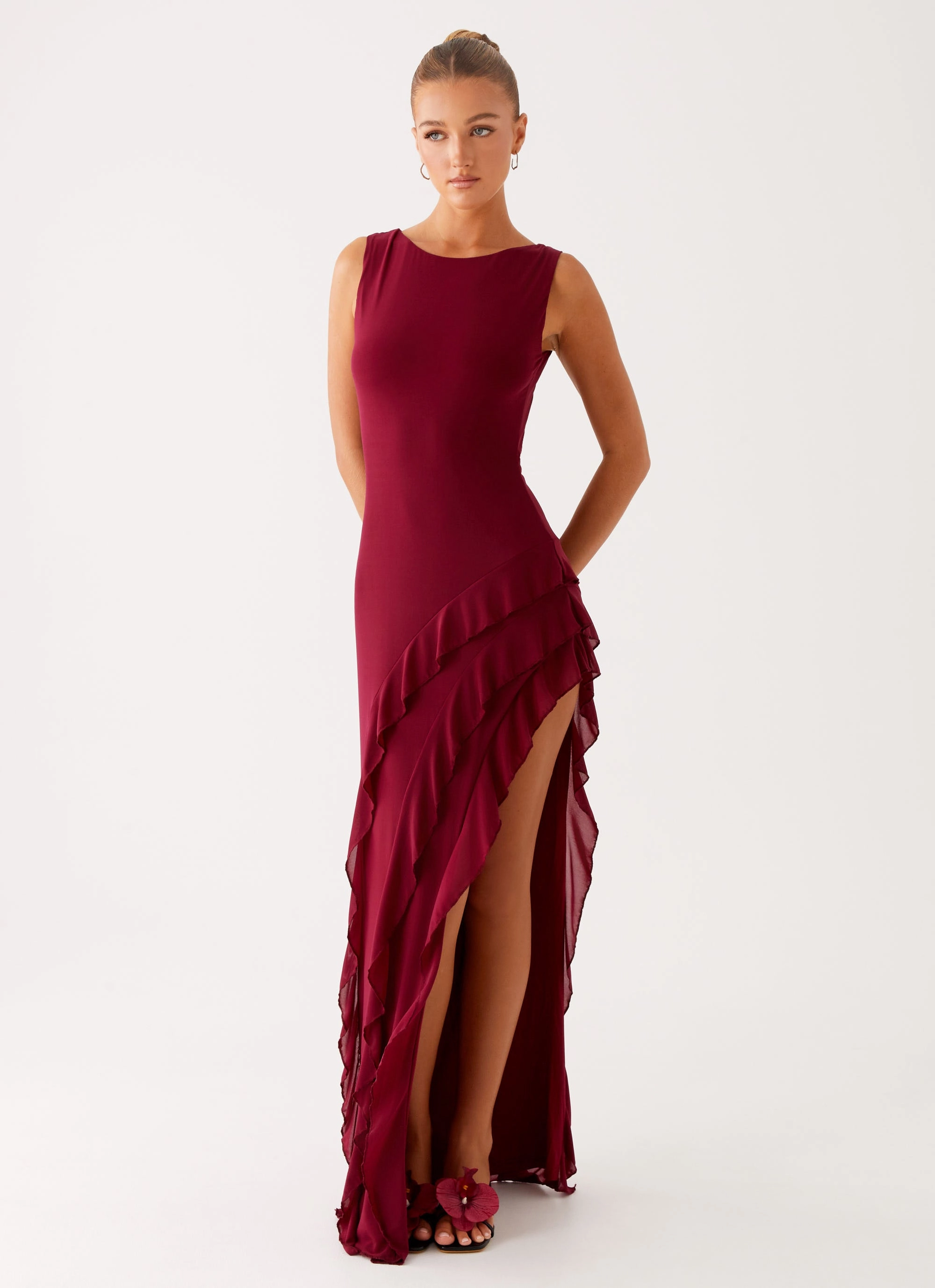 Hendrix Maxi Dress - Raspberry Wine Sharp Edge