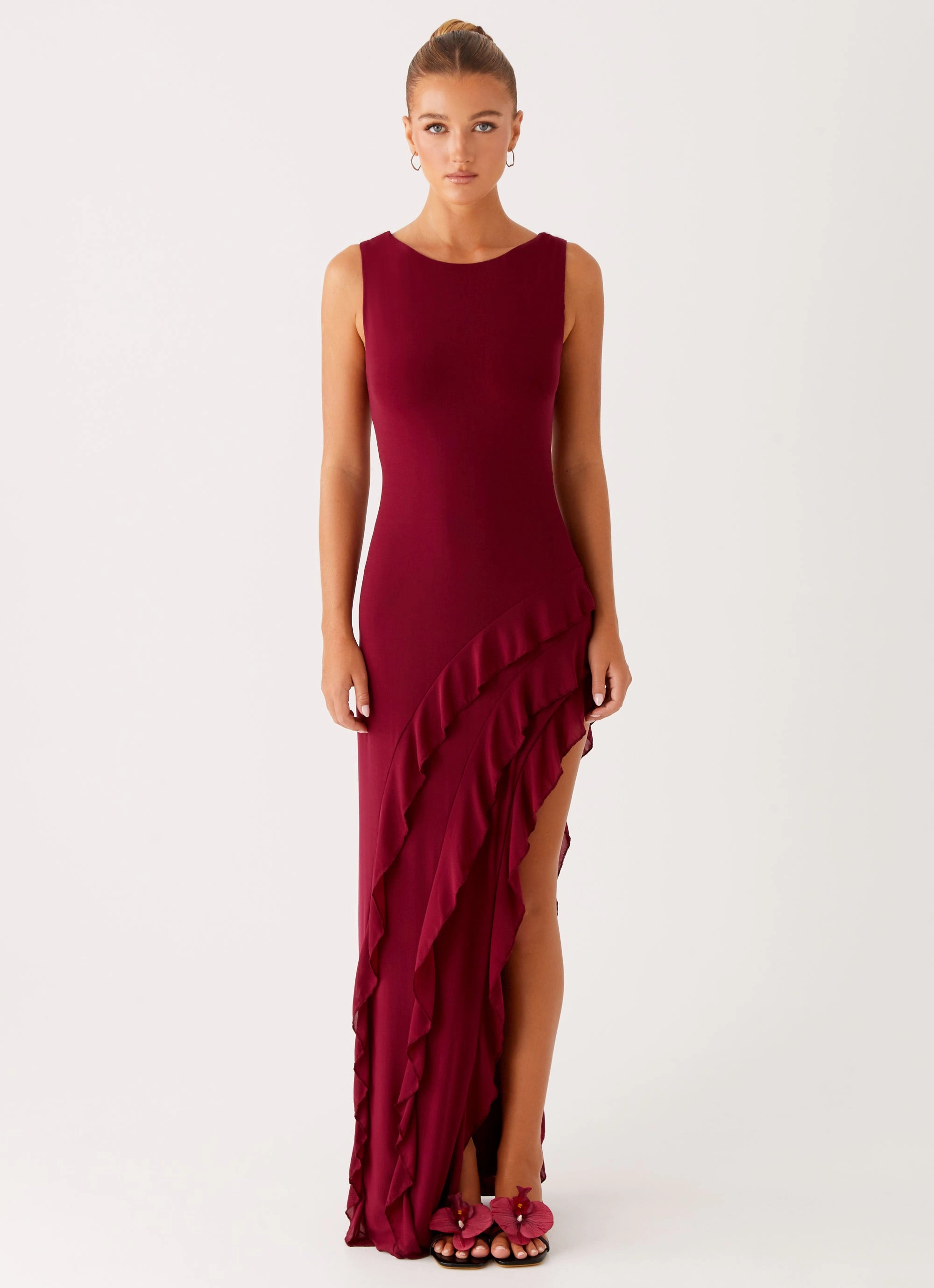 Hendrix Maxi Dress - Raspberry Wine Chic Ensemble Vintage feel