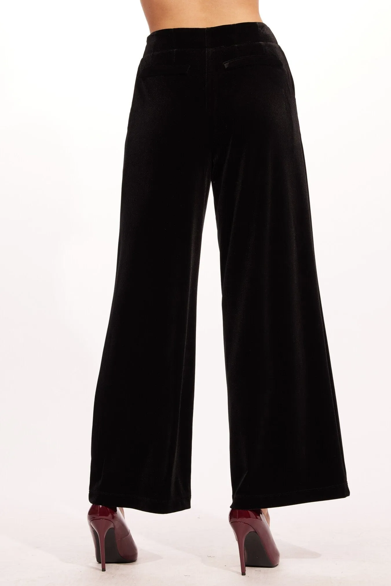Hepburn Pant - Black Velvet Breathable Lining Flexible Waist