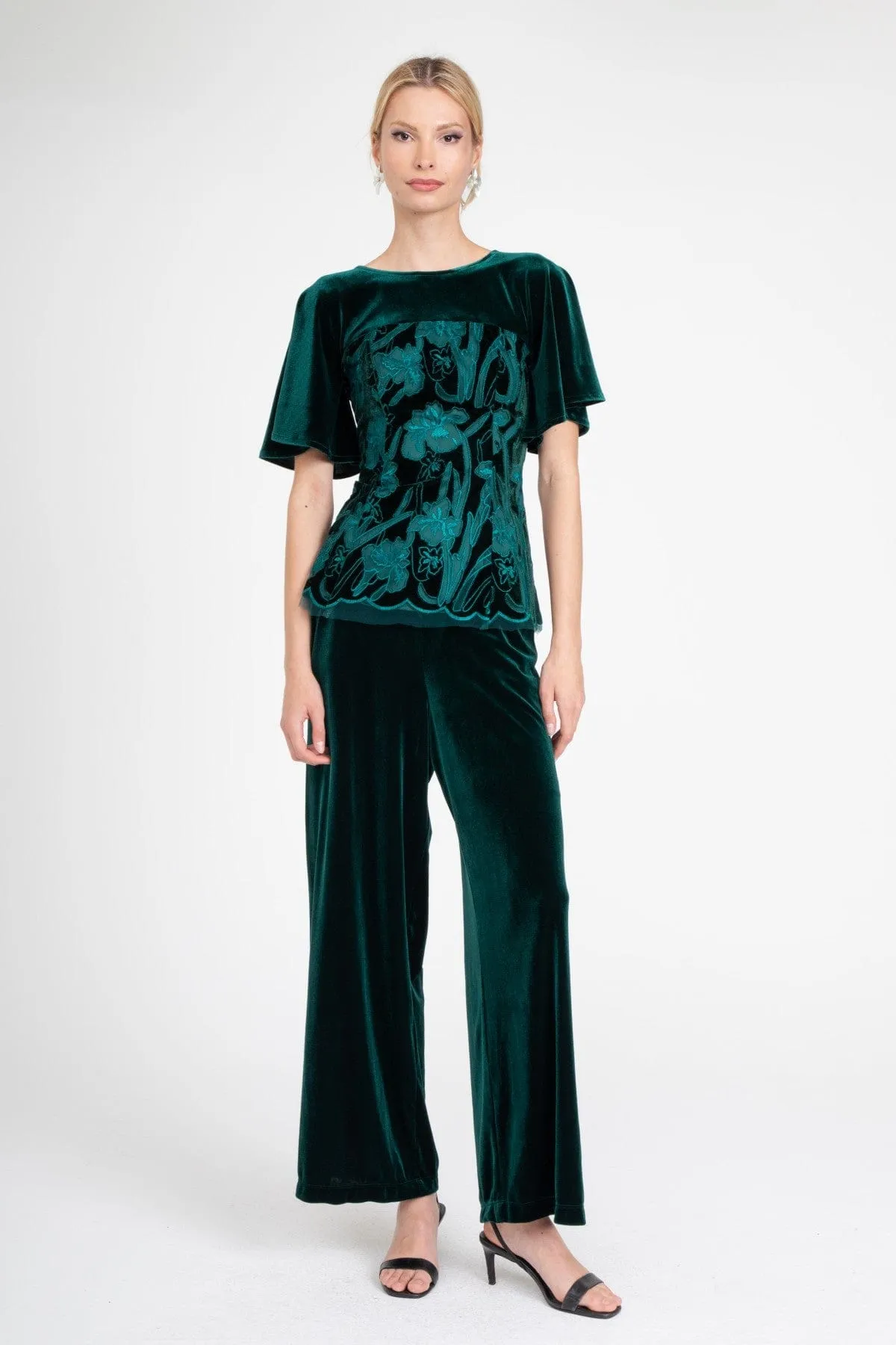 Active Comfort Fit Laser cut Hepburn Pant ?C Teal Velvet