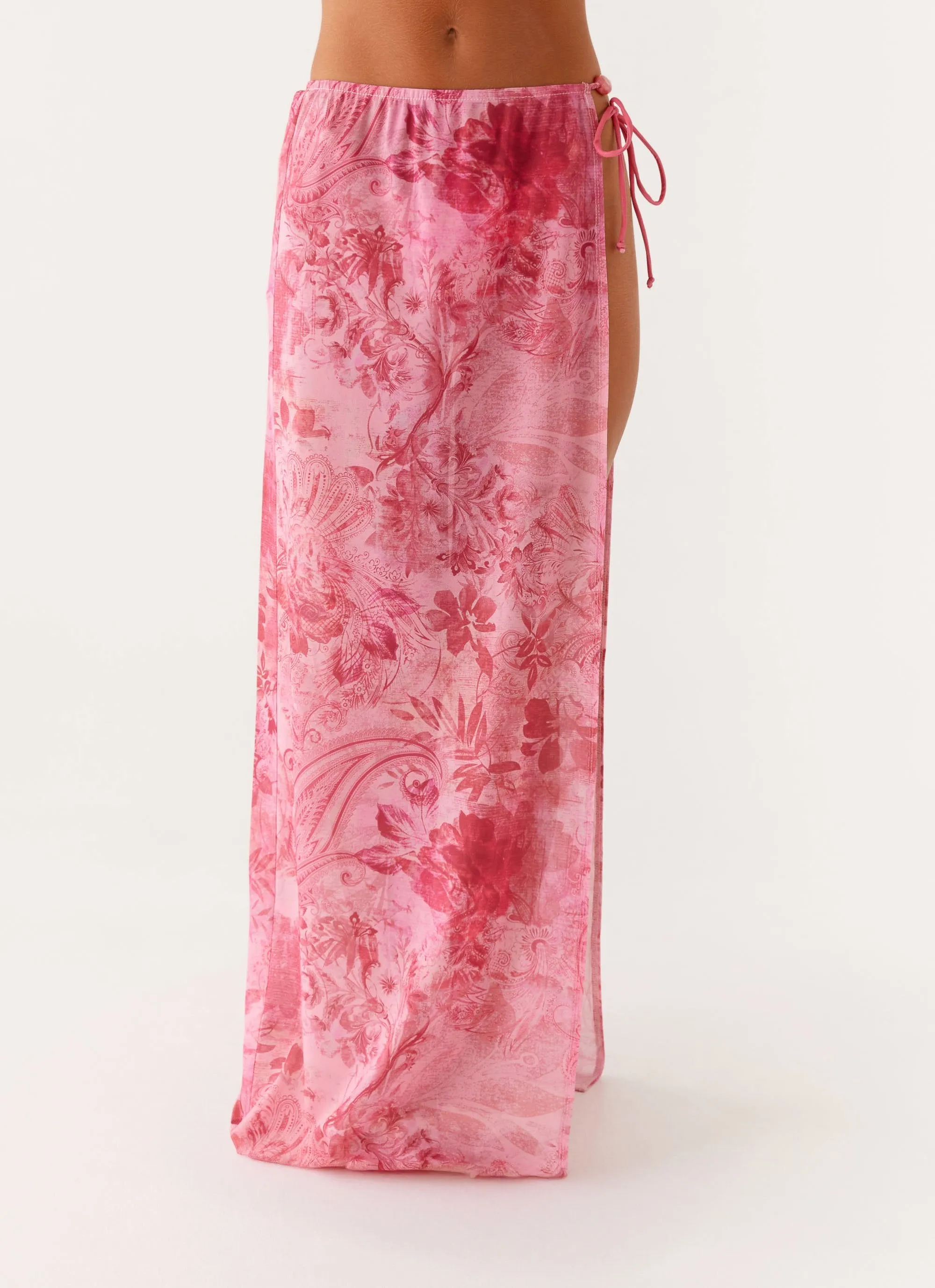 Here For It Beaded Maxi Skirt - Pink Print Soft Support UVProtectiveLayer