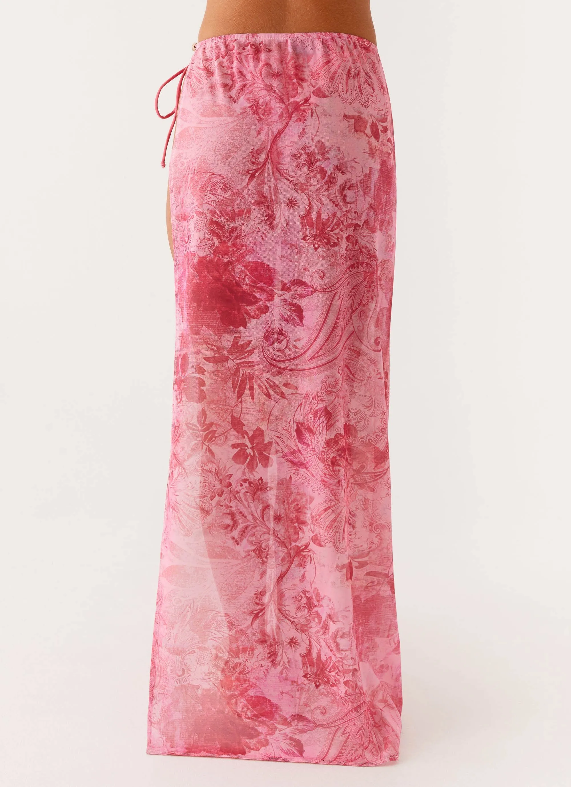 Movement Fit Contoured Panel Design Here For It Beaded Maxi Skirt - Pink Print