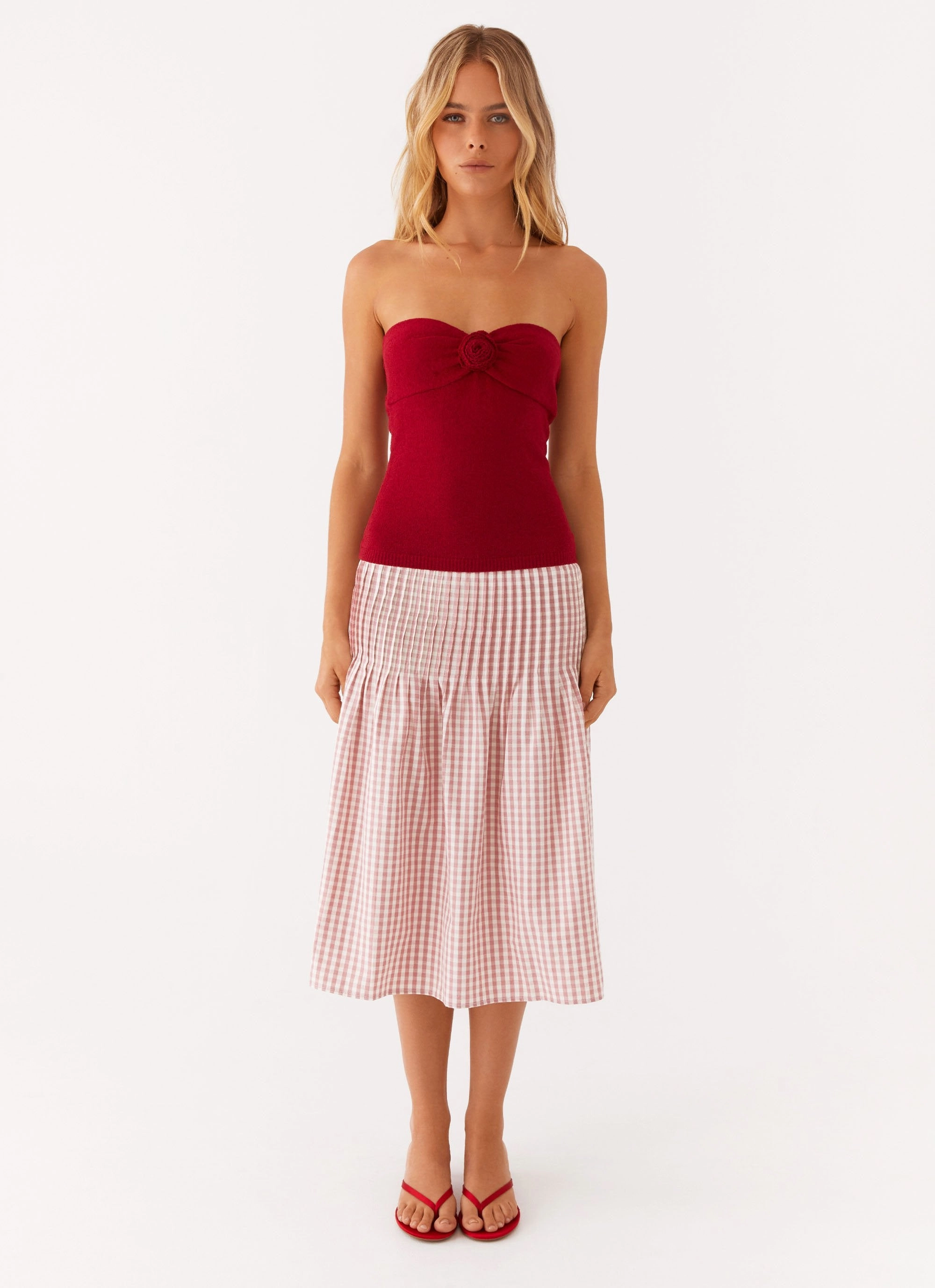 Hidden Hills Knit Rose Top - Maroon Comfy Style