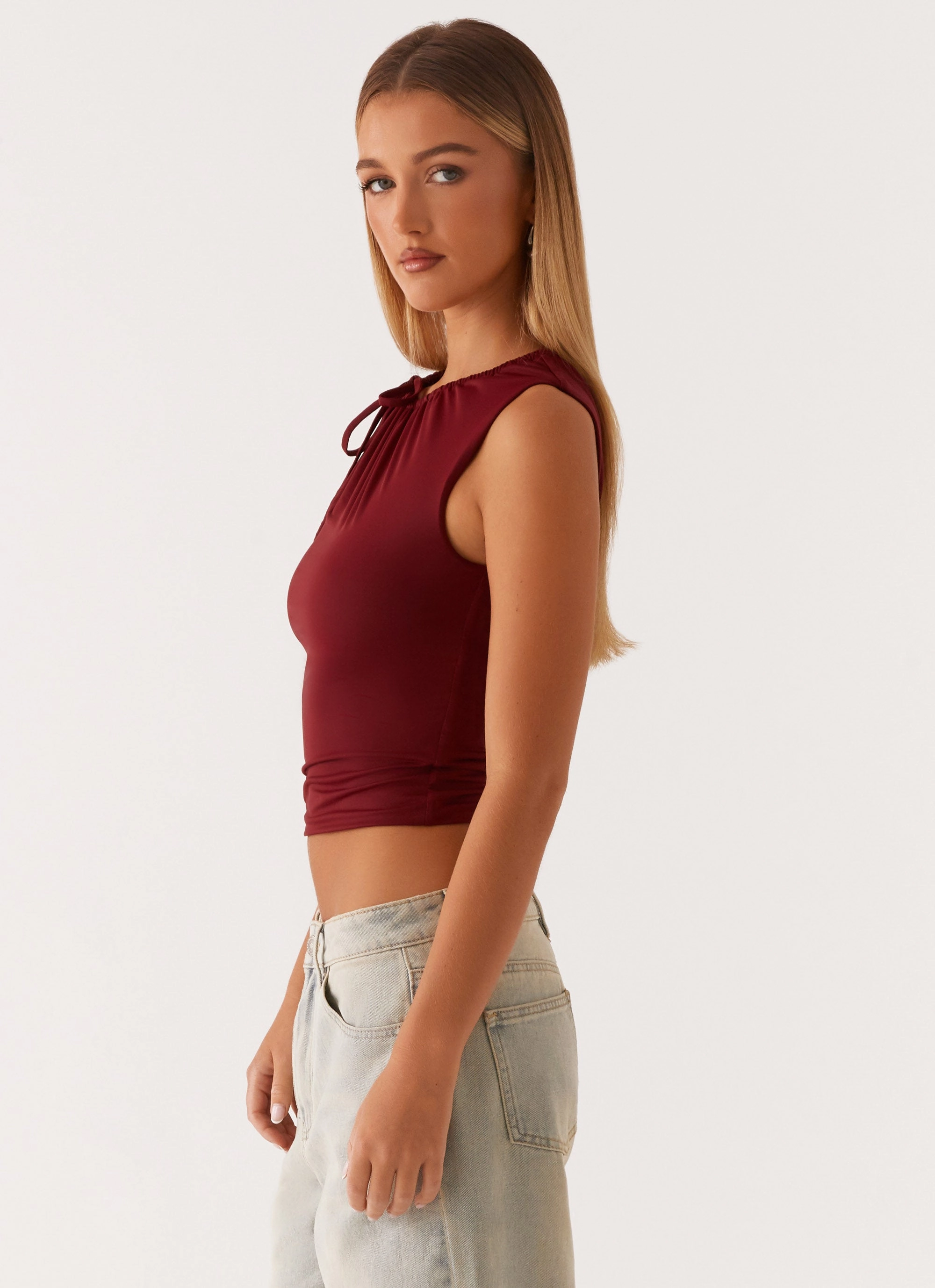 Reflective Safety Trim RibbedCuff Darlee Tank Top - Mulberry