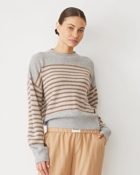 Hidden Ventilation Panels Wool Cashmere Stripe Sweater Wool Cashmere Stripe Sweater Fashionable Look BreathableBackVents