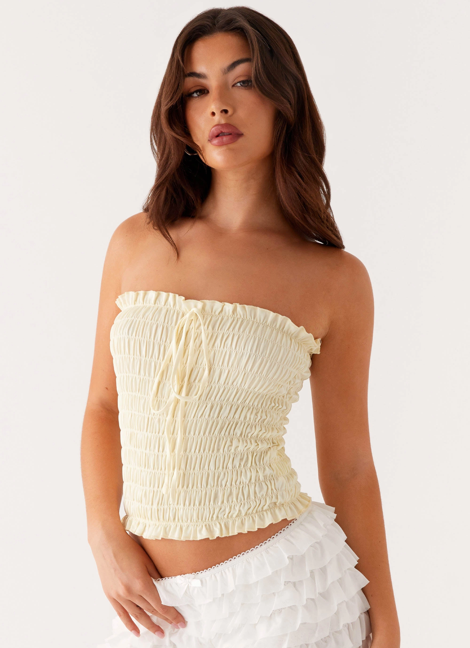 NonToxic Certification Cordelia Shirred Tube Top - Lemon
