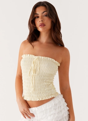 NonToxic Certification Cordelia Shirred Tube Top - Lemon