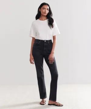 High Rise Stovepipe Jean Recycled Material Composition High Rise Stovepipe Jean Soft Waistband Simple and Cozy