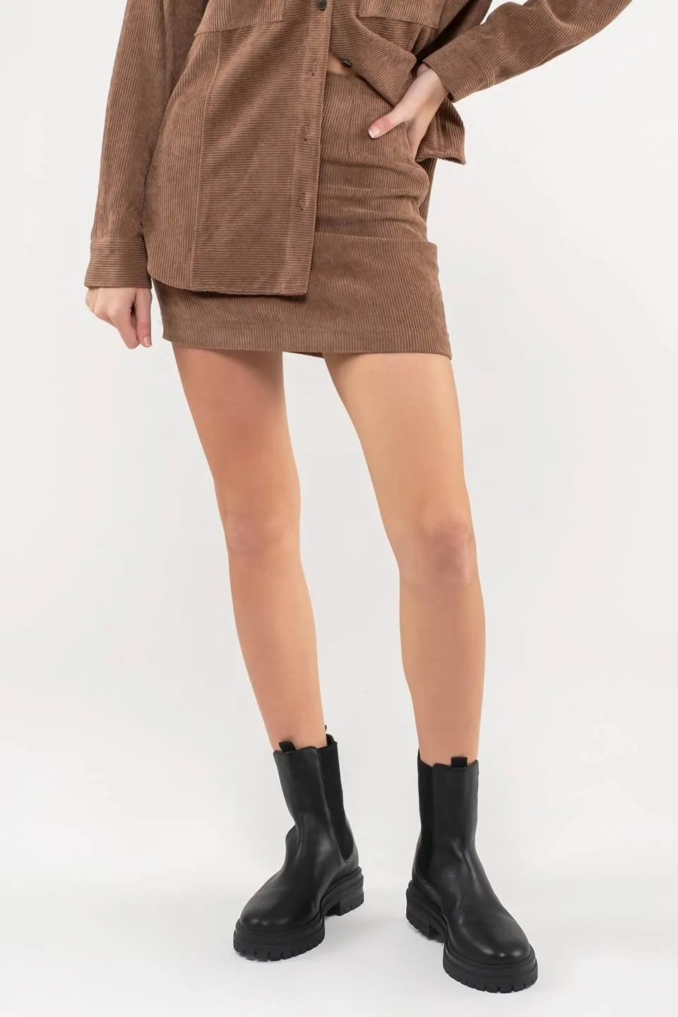 HIGH WAIST CORDUROY MINI SKIRT
