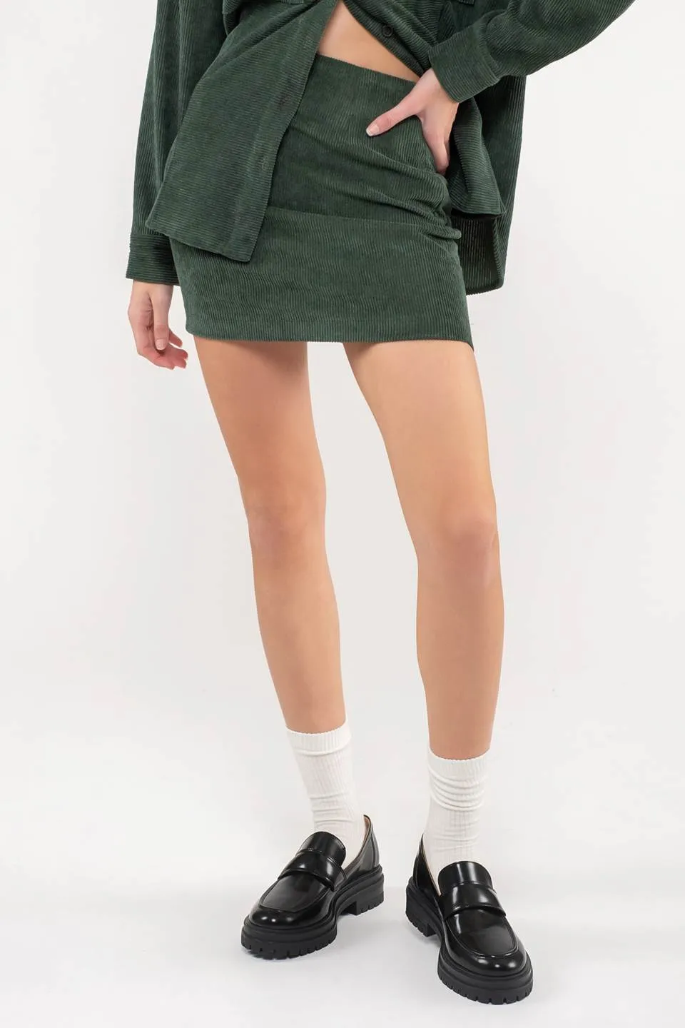 HIGH WAIST CORDUROY MINI SKIRT