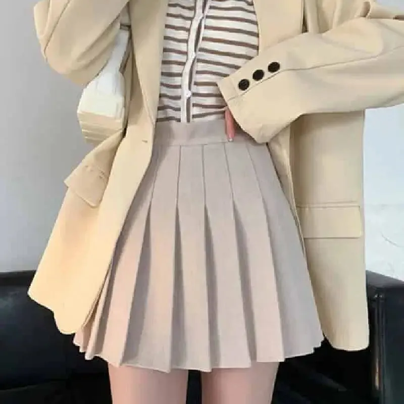 High Waist Pleated A Line Shorts Skirts